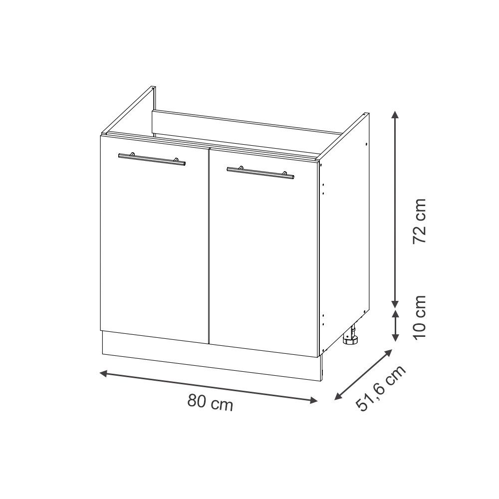 Vicco Spülenunterschrank Fame-Line, Hellblau-grau/Anthrazit, 80 cm, günstig online kaufen