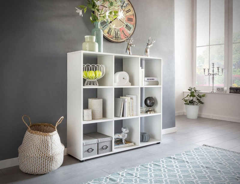 furnicato Bücherregal Design ZARA mit 9 Fächern Weiß