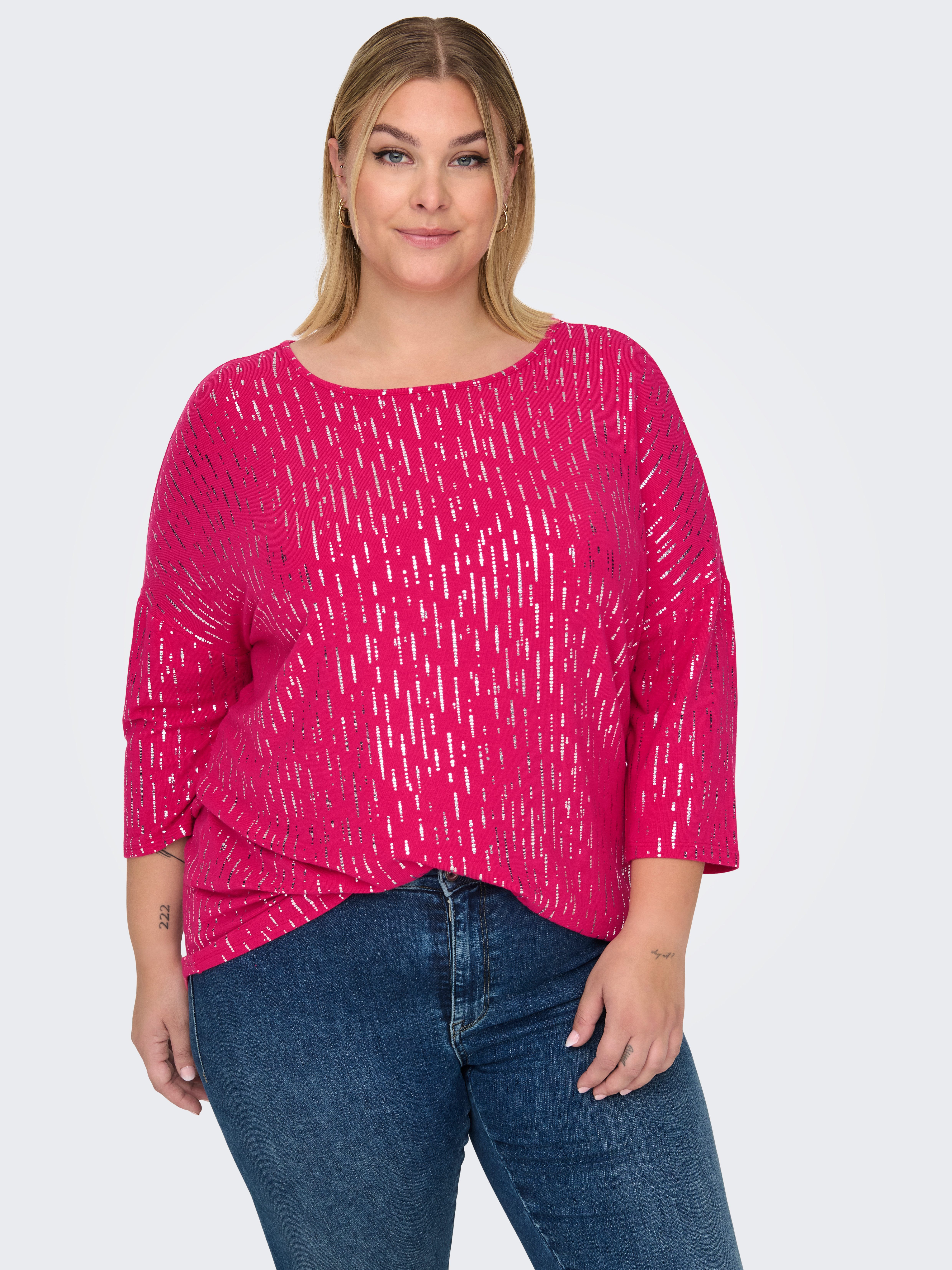ONLY CARMAKOMA Rundhalsshirt CARFOILA 3/4 O-NECK günstig online kaufen