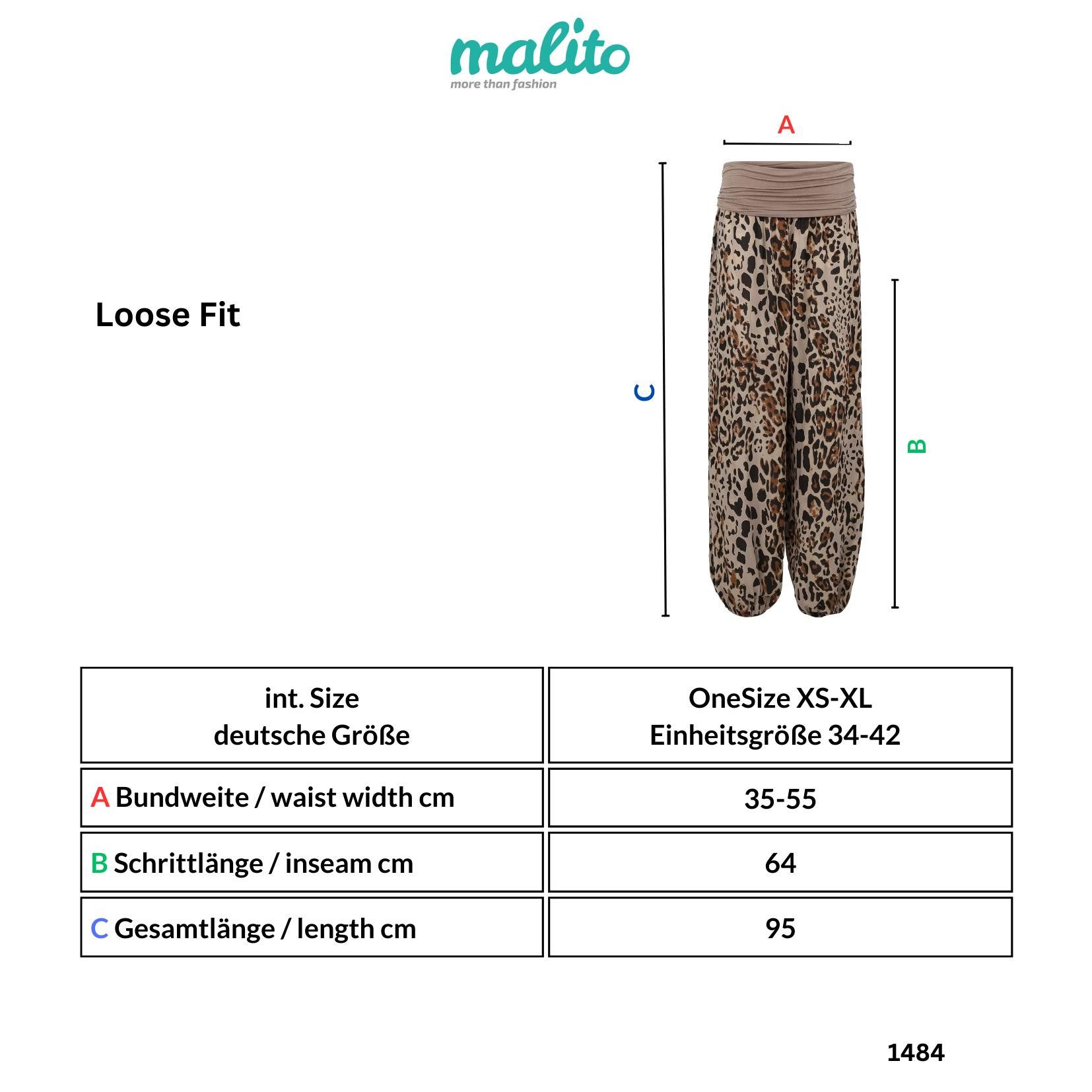 malito more than fashion Haremshose Pumphose Leo Print 1484 dünne leichte Freizeithose im Leo Print
