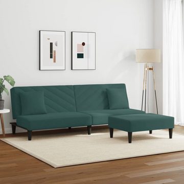 vidaXL Sofa 2-tlg. Sofagarnitur mit Kissen Dunkelgrün Samt
