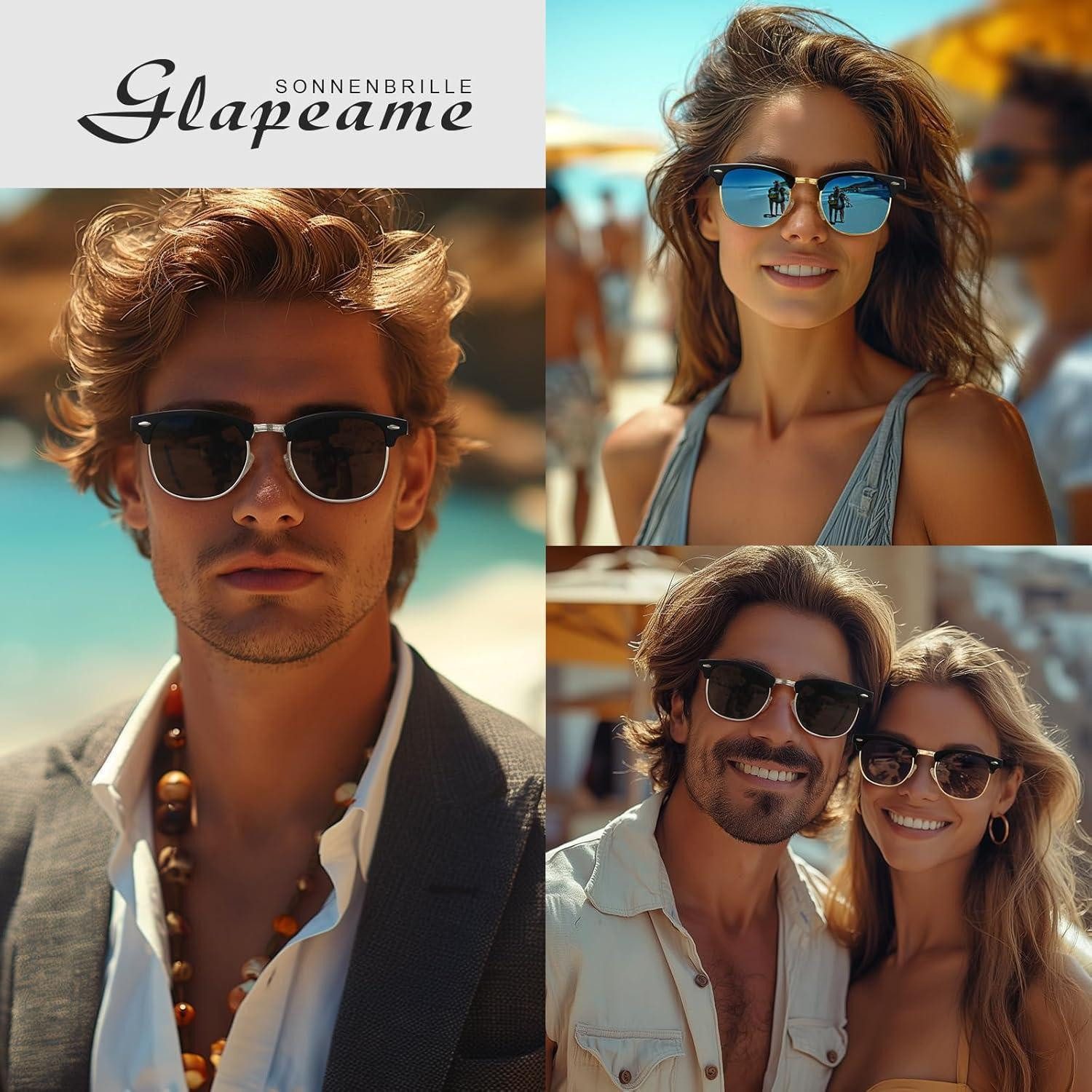 LuxusKollektion Retrosonnenbrille Sonnenbrille Polarisiert Halbrahmen UV400 7-sand Schwarz-grüner