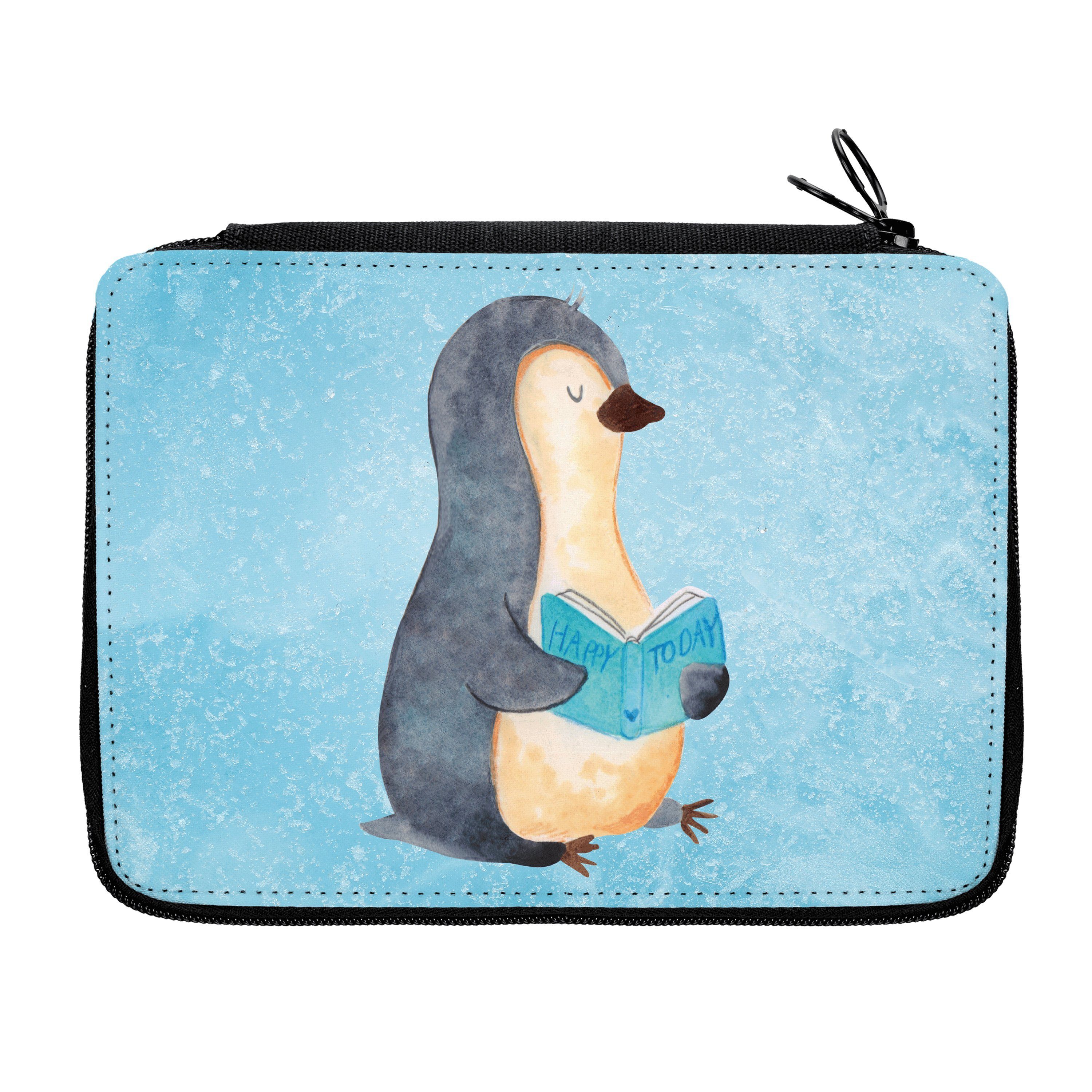 Mr. & Mrs. Panda Federmäppchen Pinguin Buch - Eisblau - Geschenk, Stifte Etui, Bücherwurm, nichtstun, (1-tlg)