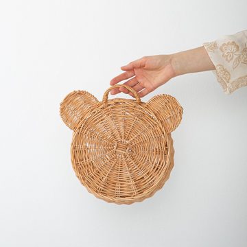 Platan Room Dekokorb Teddybär, Wandkorb aus Weide geflochte Wandweidenkorb Korb für Kinderzimmer