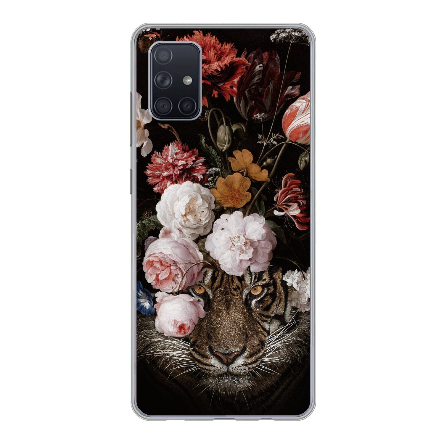 MuchoWow Handyhülle für Samsung Galaxy A71 Blumen - Jan Davidsz de Heem - Tiger - Gemälde, Phone Case, Silikon, Schutzhülle Dünn
