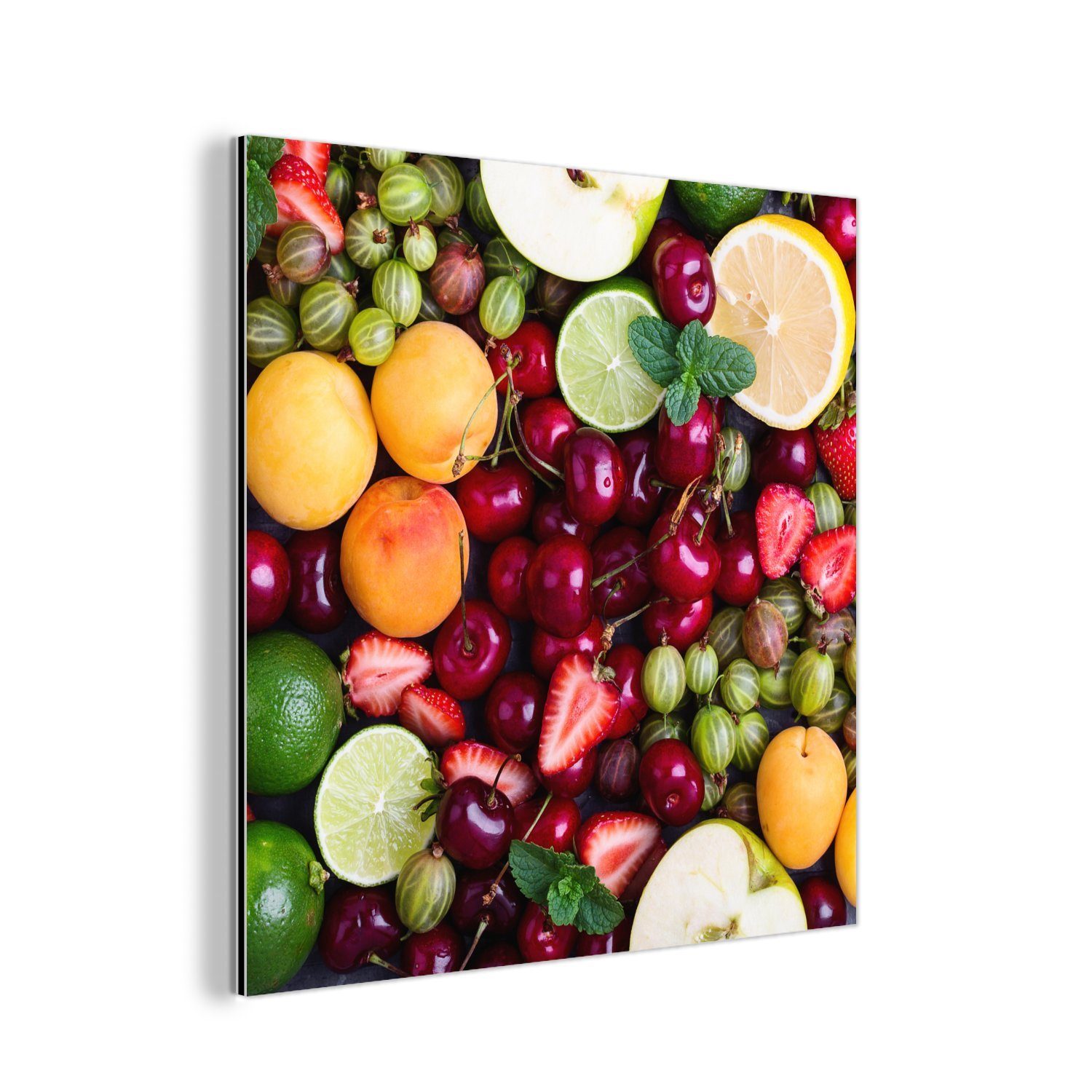 MuchoWow Metallbild Obst - - Aluminium Alu-Dibond-Druck, Farben Metall, Sommer, aus Gemälde deko (1 St)