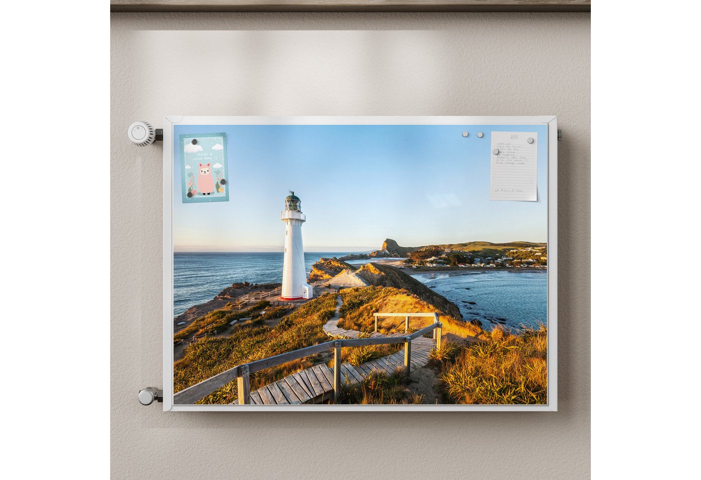 Thumbnail - DEQORI Magnetfolie 'Leuchtturm Idylle', beschreibbar Heizung Magnetmatte magnetisch Magnetfolie