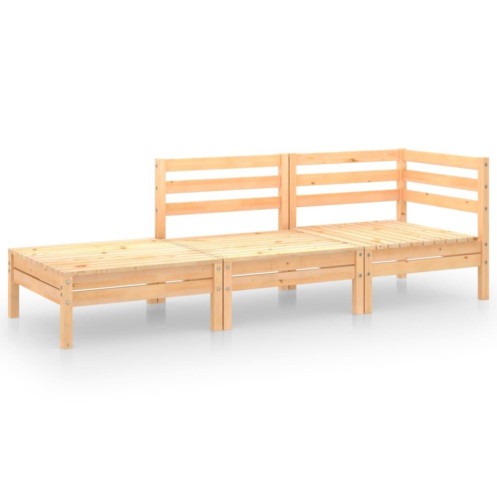 vidaXL Gartenlounge-Set 3-tlg. Garten-Lounge-Set Massivholz Kiefer, (1-tlg)
