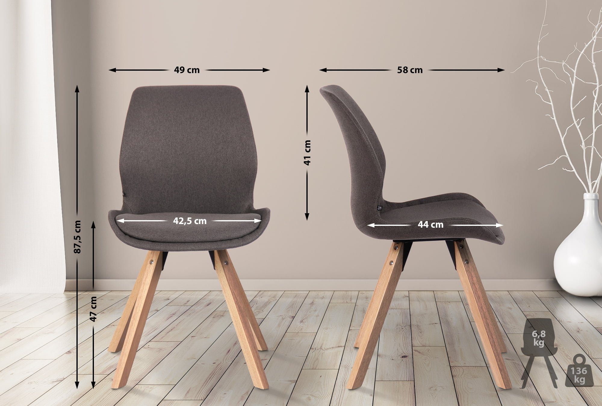 CLP Esszimmerstuhl Luna (2er Set), Kunststoff/ günstig online kaufen