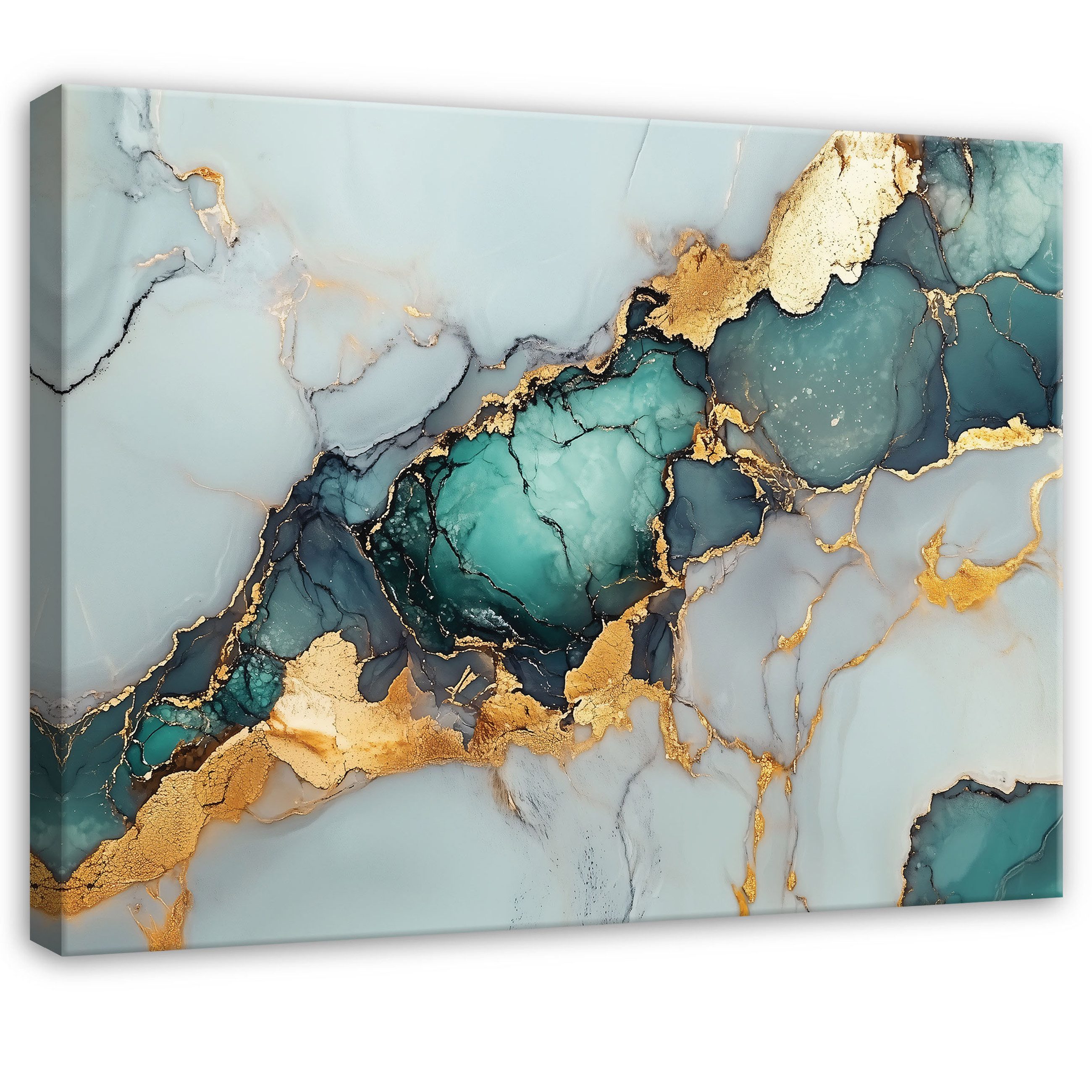 Wallarena Leinwandbild Abstrakt Gold Marmor Türkis Modern Wandbilder Wand D günstig online kaufen