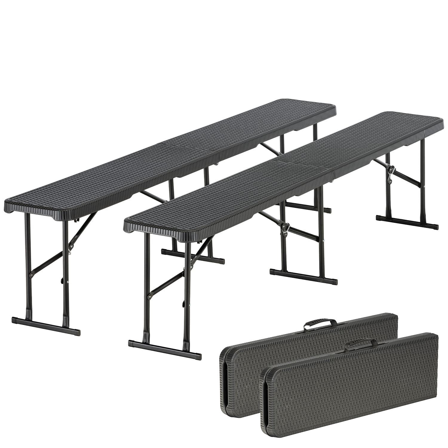 Skandika Gartenbank Klappbank Masi (schwarz) 2erSet, recyceltes HDPE