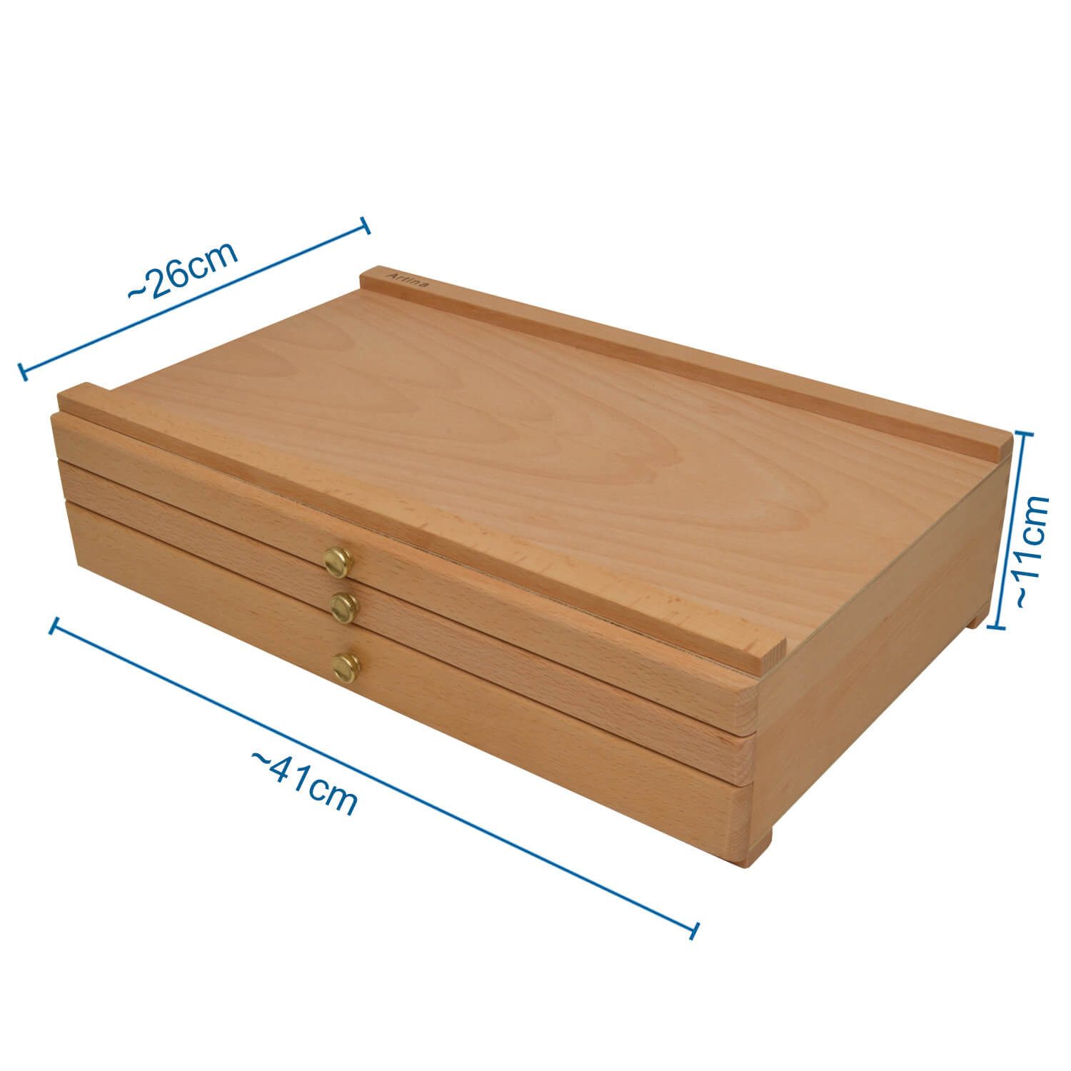 Artina Aufbewahrungsbox Malkoffer leer Troyes mit 3 Schubladen (BxTxH), 41x26x11cm, Utensilienkoffer Holzkoffer aus Buchenholz - Malkoffer – Bild 4 von 5