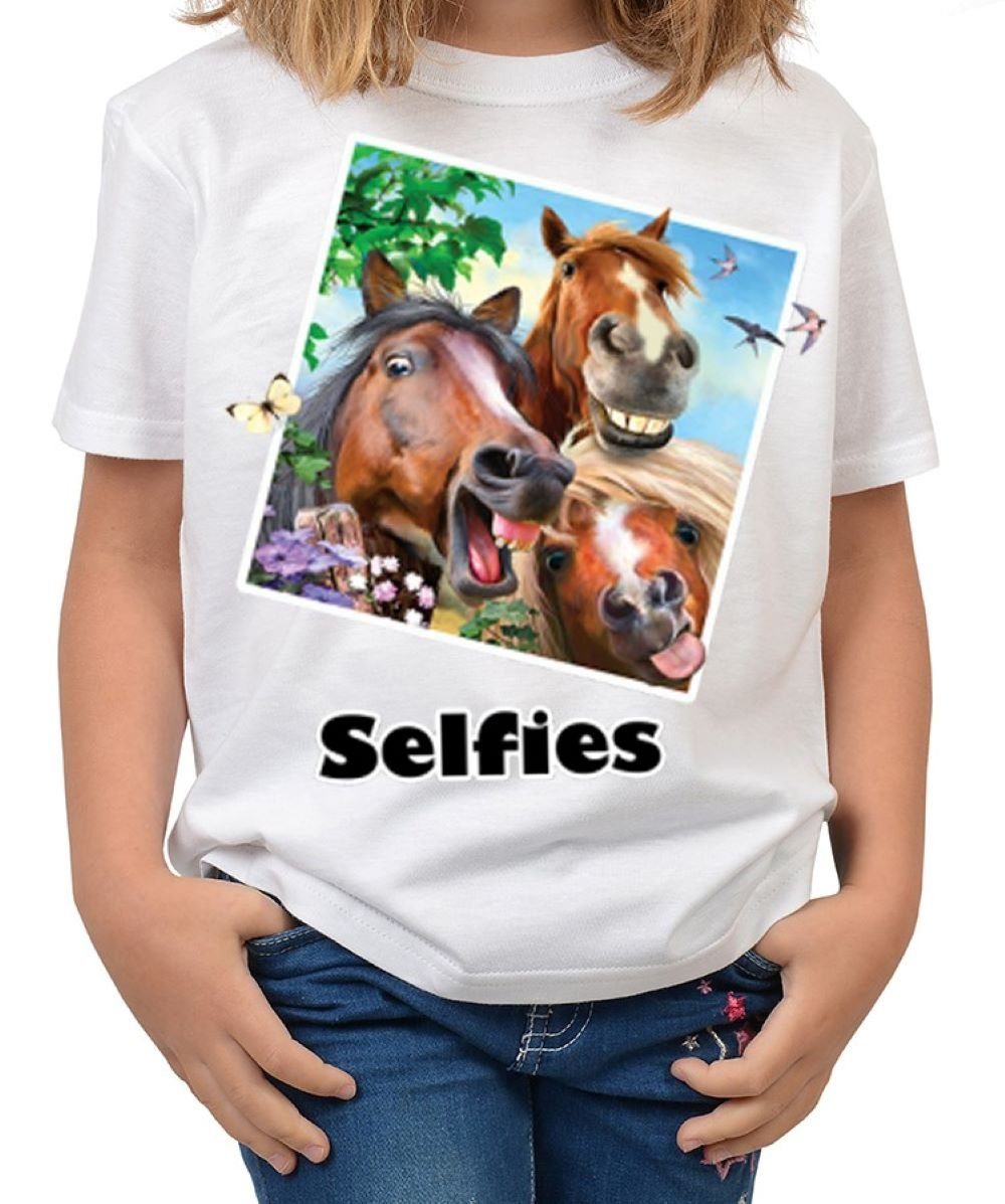 Shirts Motiv T-Shirt Pferd-Selfie Amigos Selfie Motiv - 3 Tini Pferde Pferde : Kindershirt lustiges -