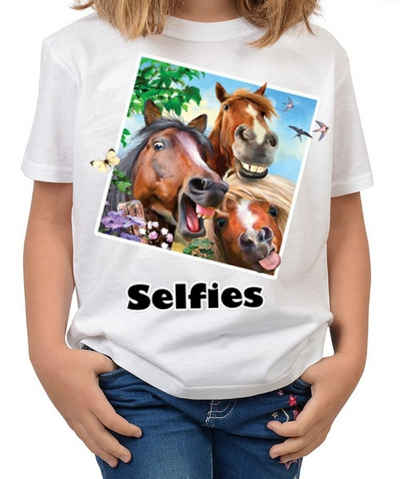 Tini - Shirts T-Shirt Pferde Motiv Kindershirt lustiges Pferde Motiv - Pferd-Selfie : Selfie 3 Amigos
