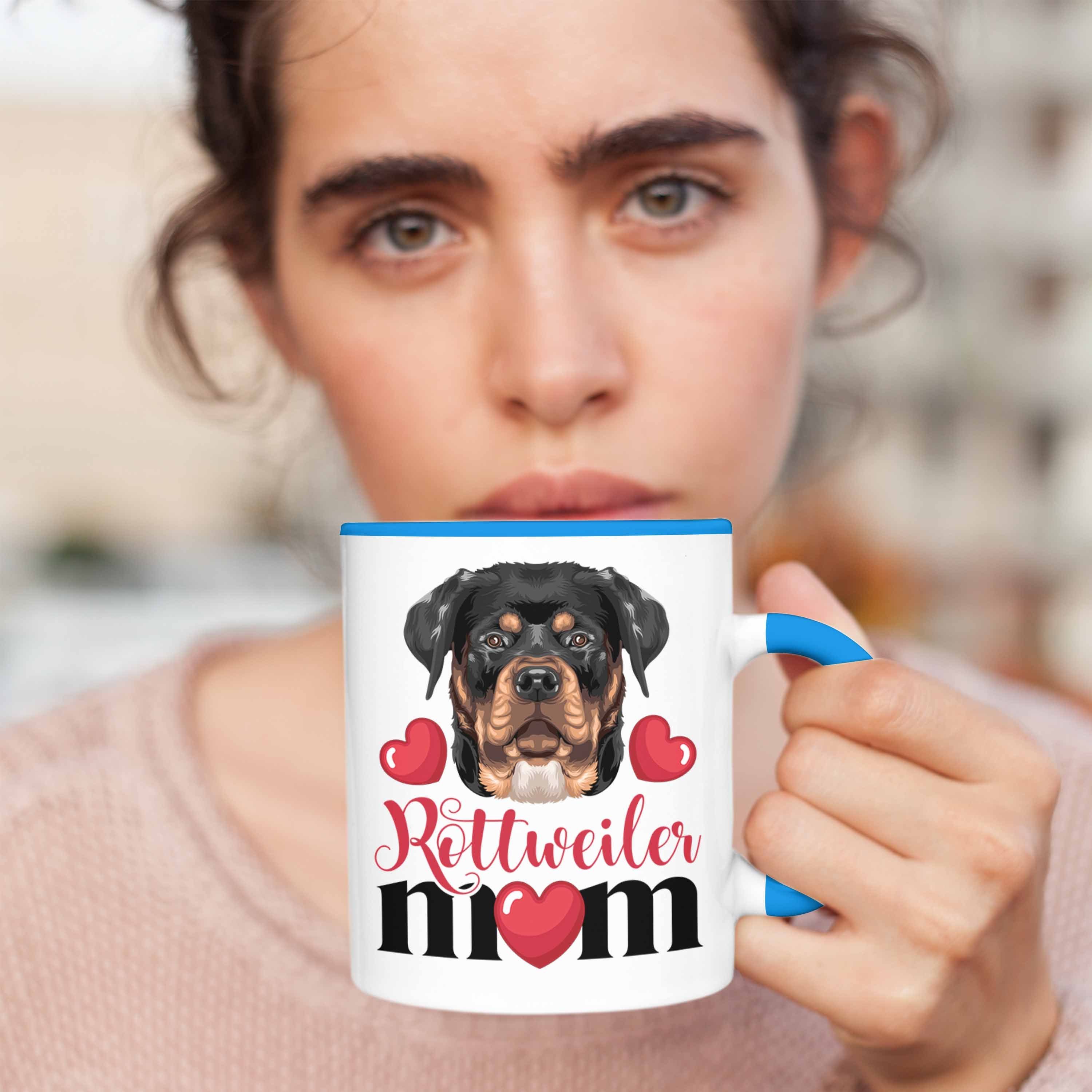 Trendation Geschenk Besitzer Tasse Blau Mom Geschenkid Tasse Spruch Mama Rottweiler Lustiger