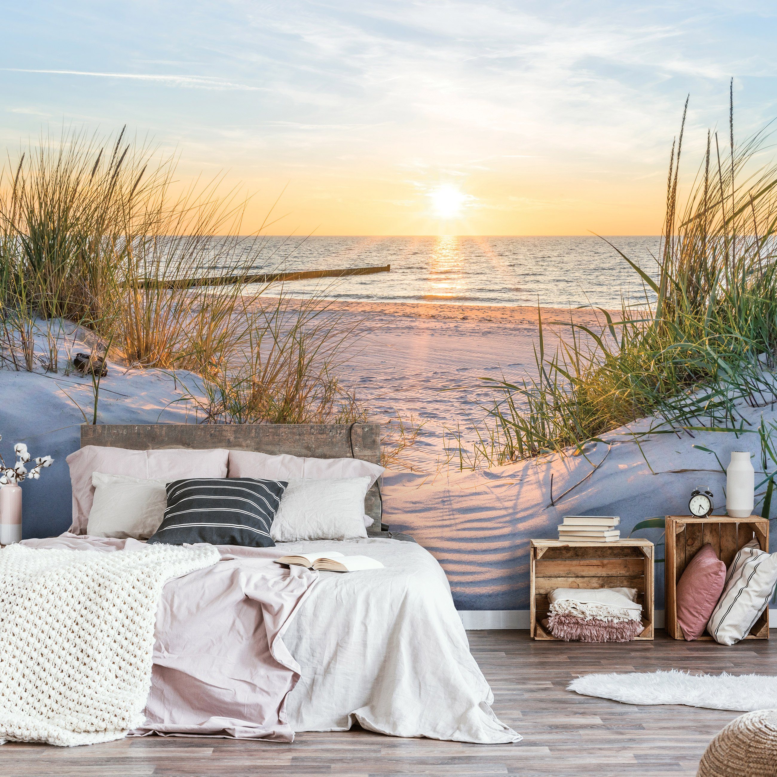 3D Vlies Motivtapete, Wandtapete Vliestapete Ostsee EFFEKT für Strand, Glatt, Vliestapete Schlafzimmer inklusive Tapete Wohnzimmer Meer Fototapete Kleister Wallarena oder Strand