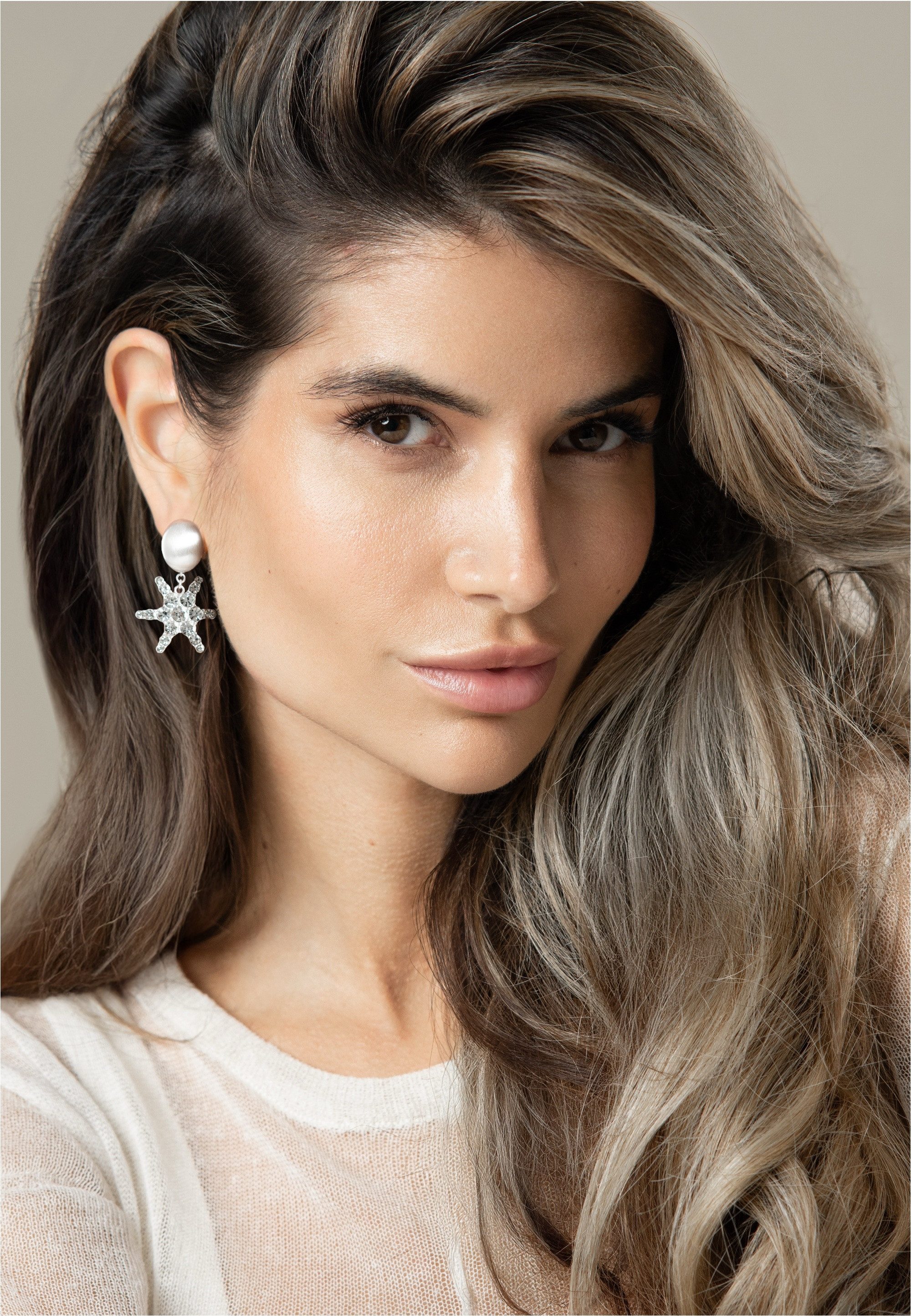 FILIPPA FIRENZE Paar Ohrclips Stella Clips, mit funkelnden Kristallen