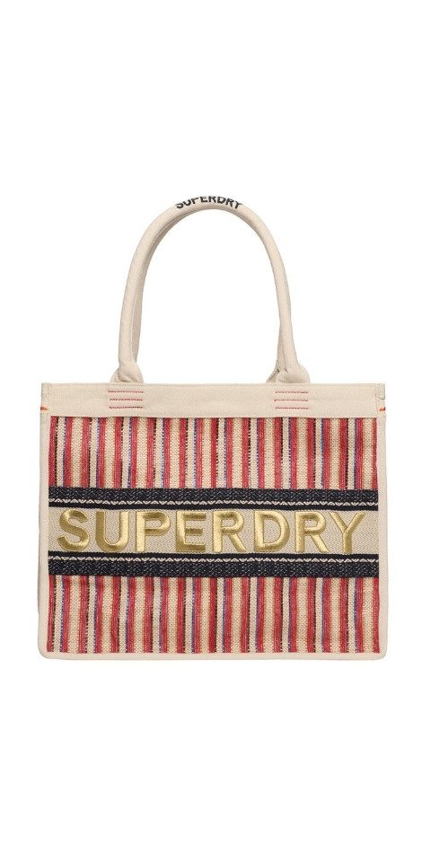 Superdry Schulrucksack LUXE EMBROIDERED TOTE ECRU RED