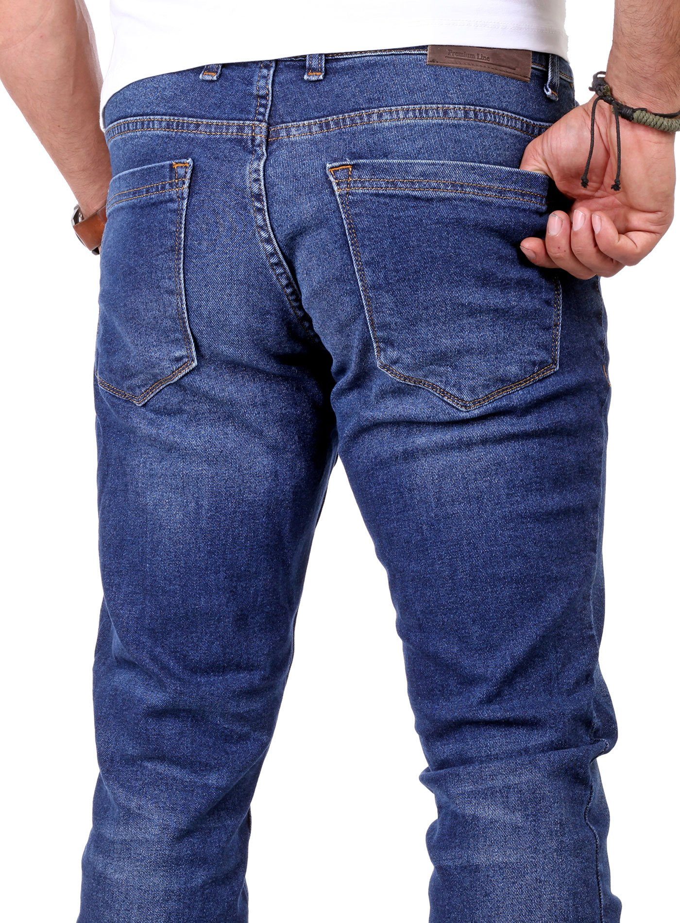 Reslad Destroyed-Jeans Reslad Jeans Herren Destroyed Look Slim Fit Denim Stretch Jeans-Hose Destroyed Look Slim Fit Jeans