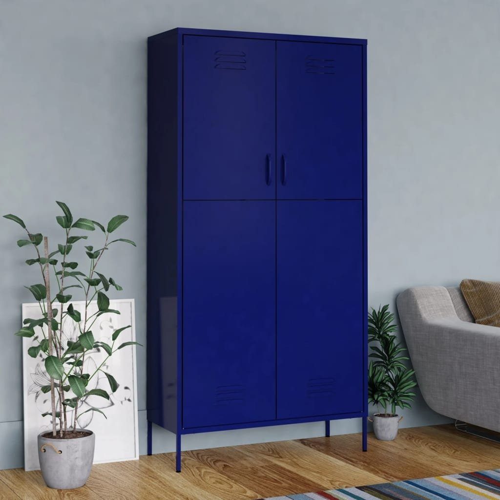 vidaXL Spind aus Stahl in Marineblau mit 2 Türen (LxBxH: 50x90x180 cm)