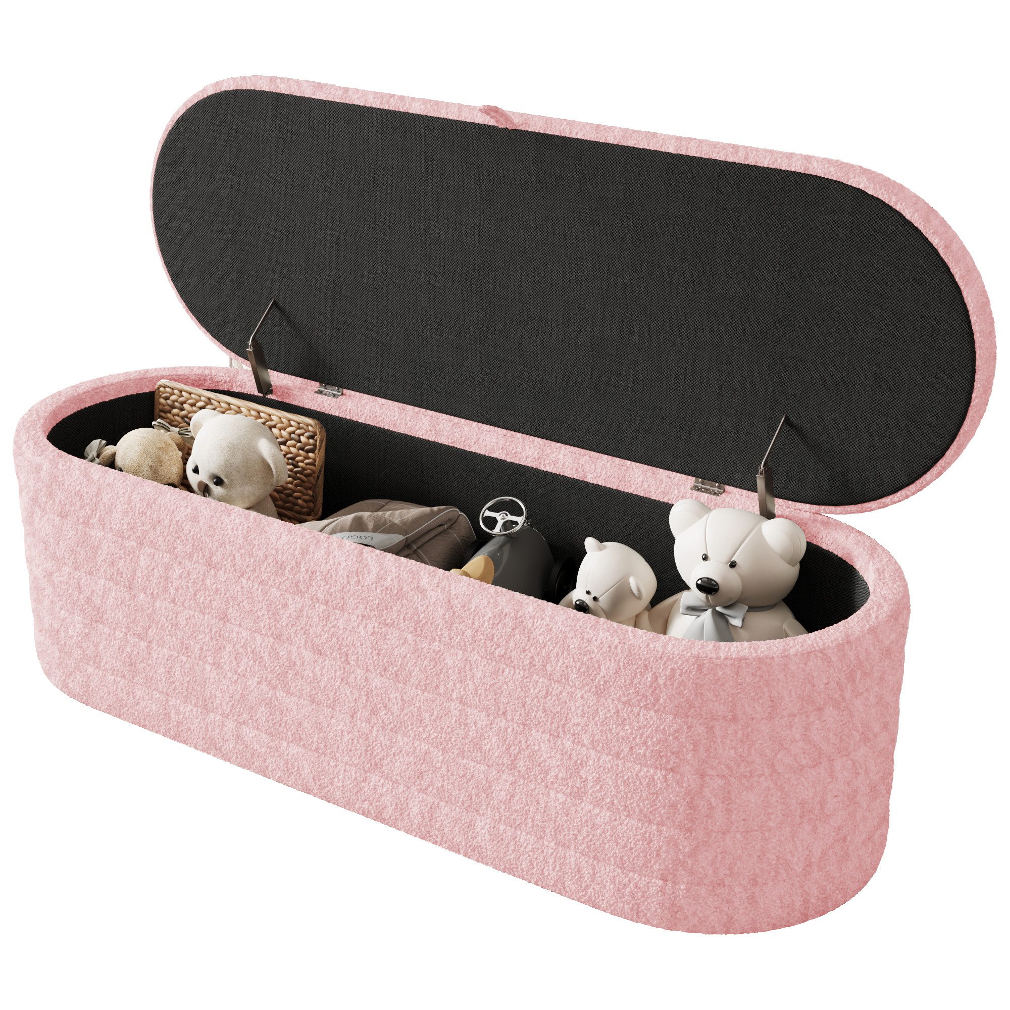 HAUSS SPOLE Подставка для ног Подставка для ног mit Stauraum 120 x 40 cm, Sofahocker, Teddyfleece, Rosa (Vielseitiger Подставка для ног mit Stauraum 120x40 cm – Teddyfleece-Stoff, verstecktes Fach, perfekt als Sitzgelegenheit oder Fußstütze für Wohnzimmer und Schlafzimmer., 120 x 40 cm)