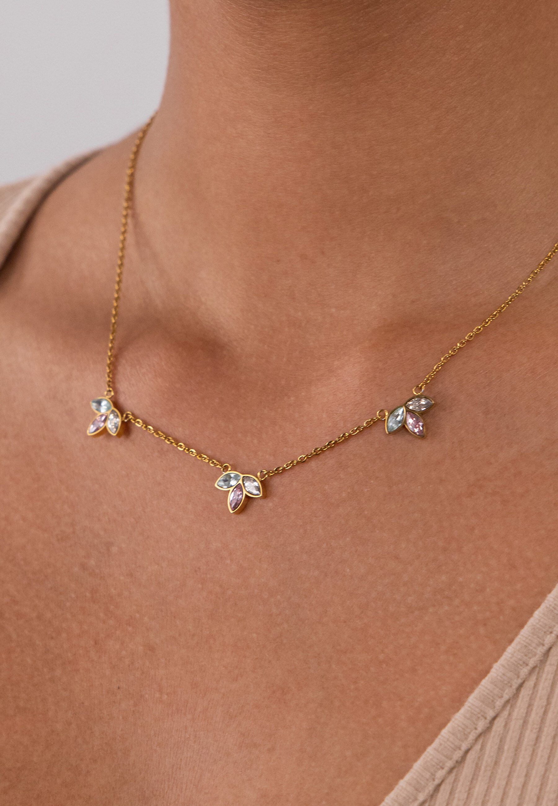 Purelei Gliederkette Flowery, mit Zirkoniasteinen günstig online kaufen