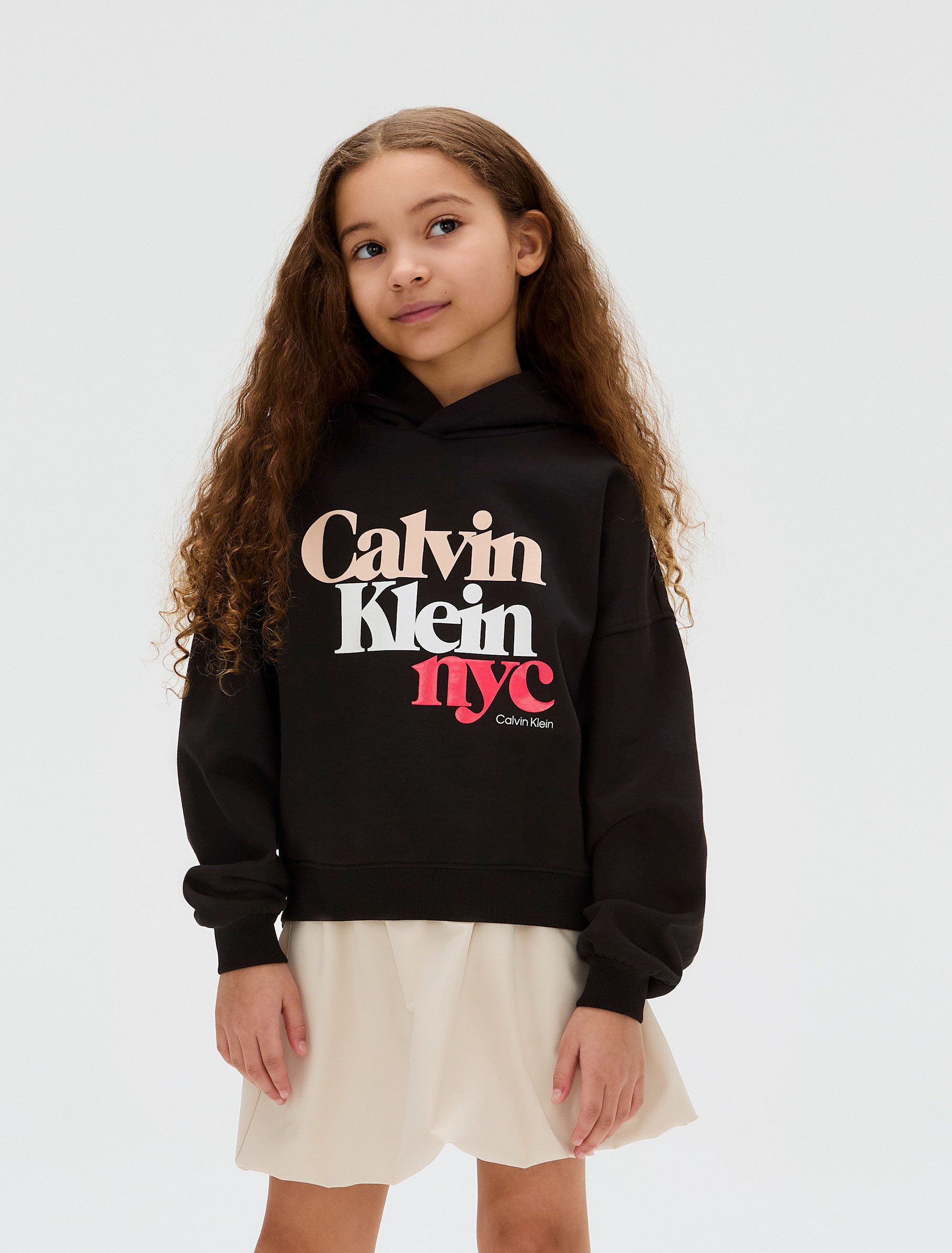 Calvin Klein Jeans Kapuzensweatshirt PEARL SIGNATURE TERRY HOODIE für Kinder bis 16 Jahre, mit großem Druck