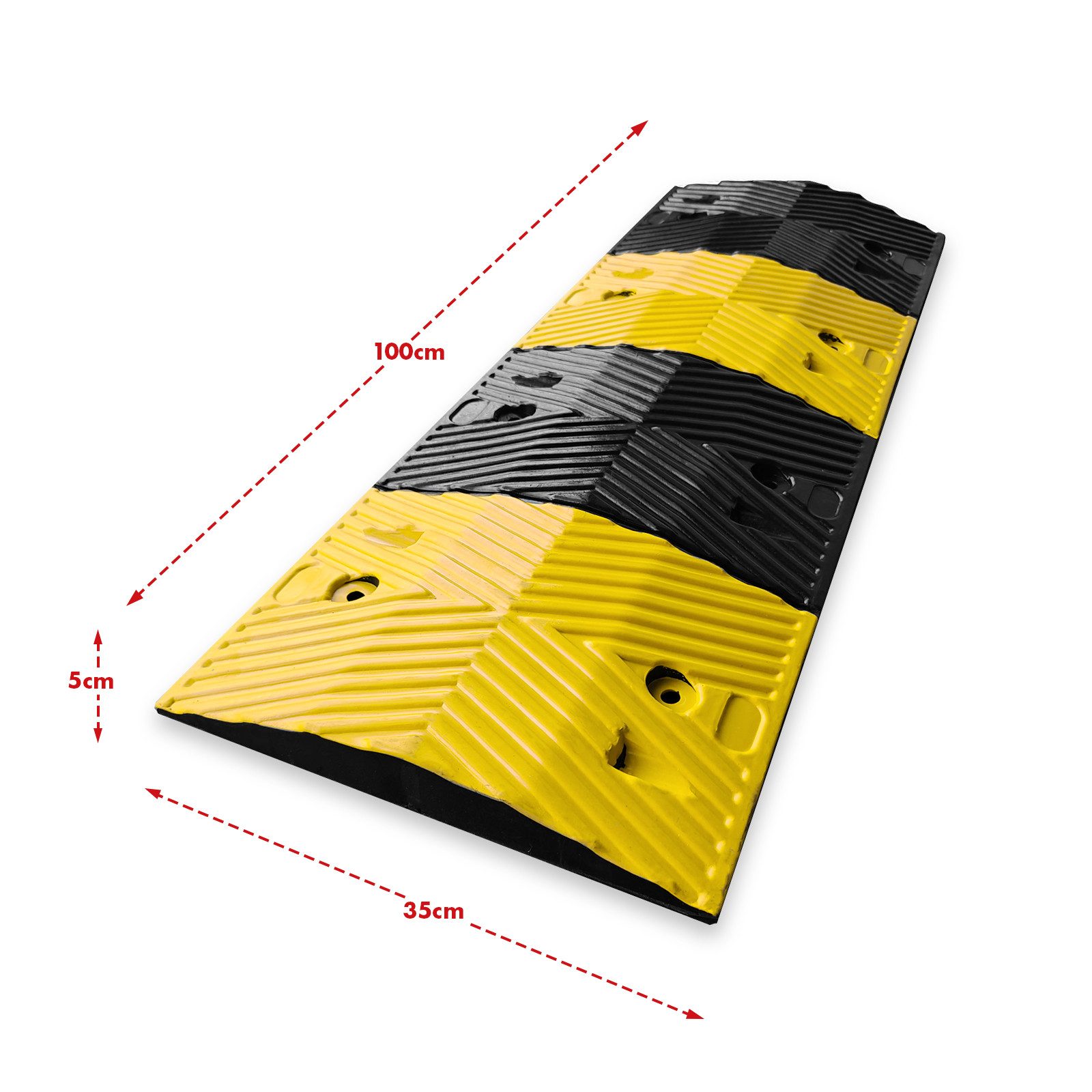 Floordirekt Parkschwelle Gummi-Bodenschwelle Kenya, Schwarz-gelbe Fahrbahnschwelle, Effektive Geschwindigkeitsbegrenzung