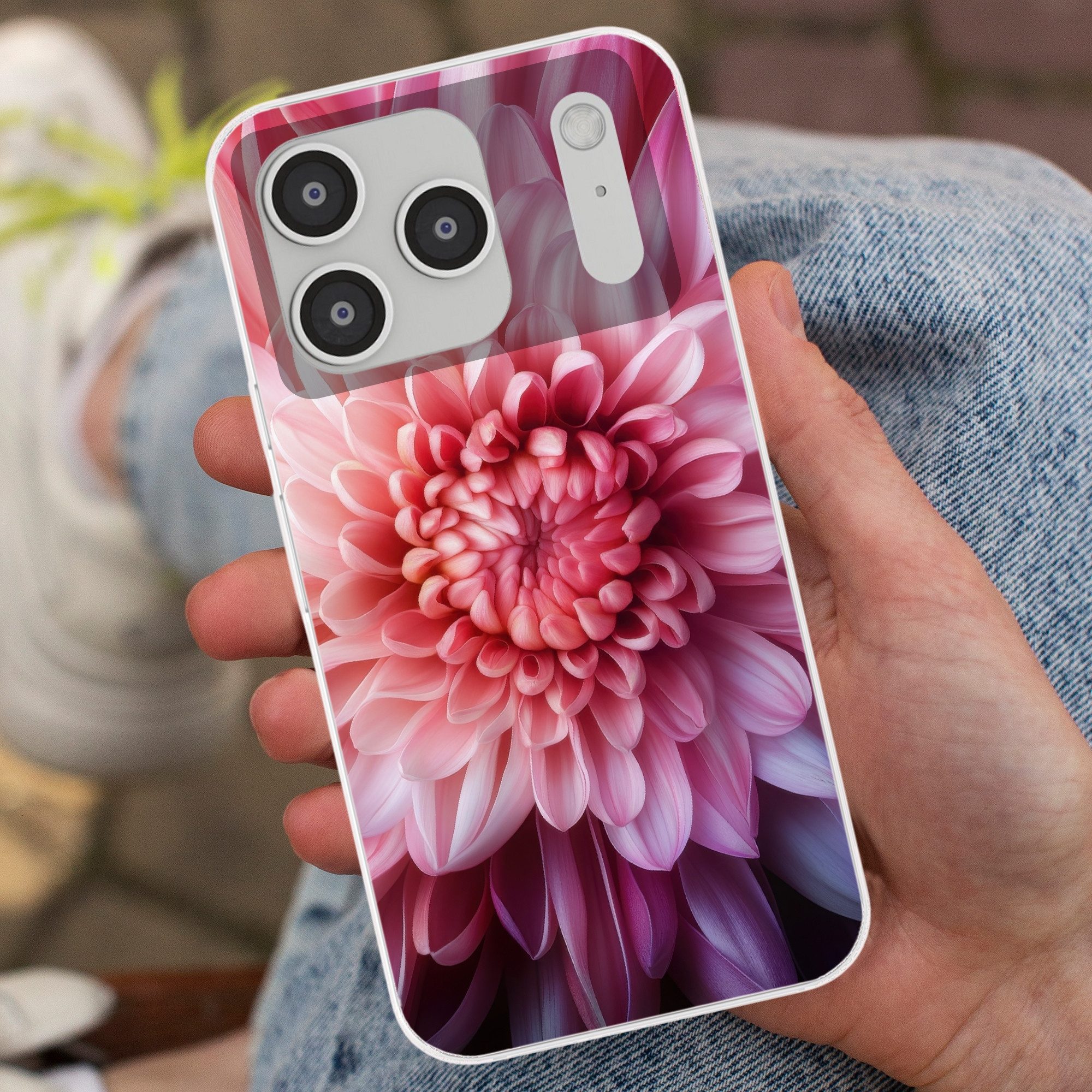 MuchoWow Handyhülle für Apple iPhone 17 Pro Dahlie - Blume - Nahaufnahme - Rosa, Smartphone-Bumper, Print, Handy Schutzhülle Dünn