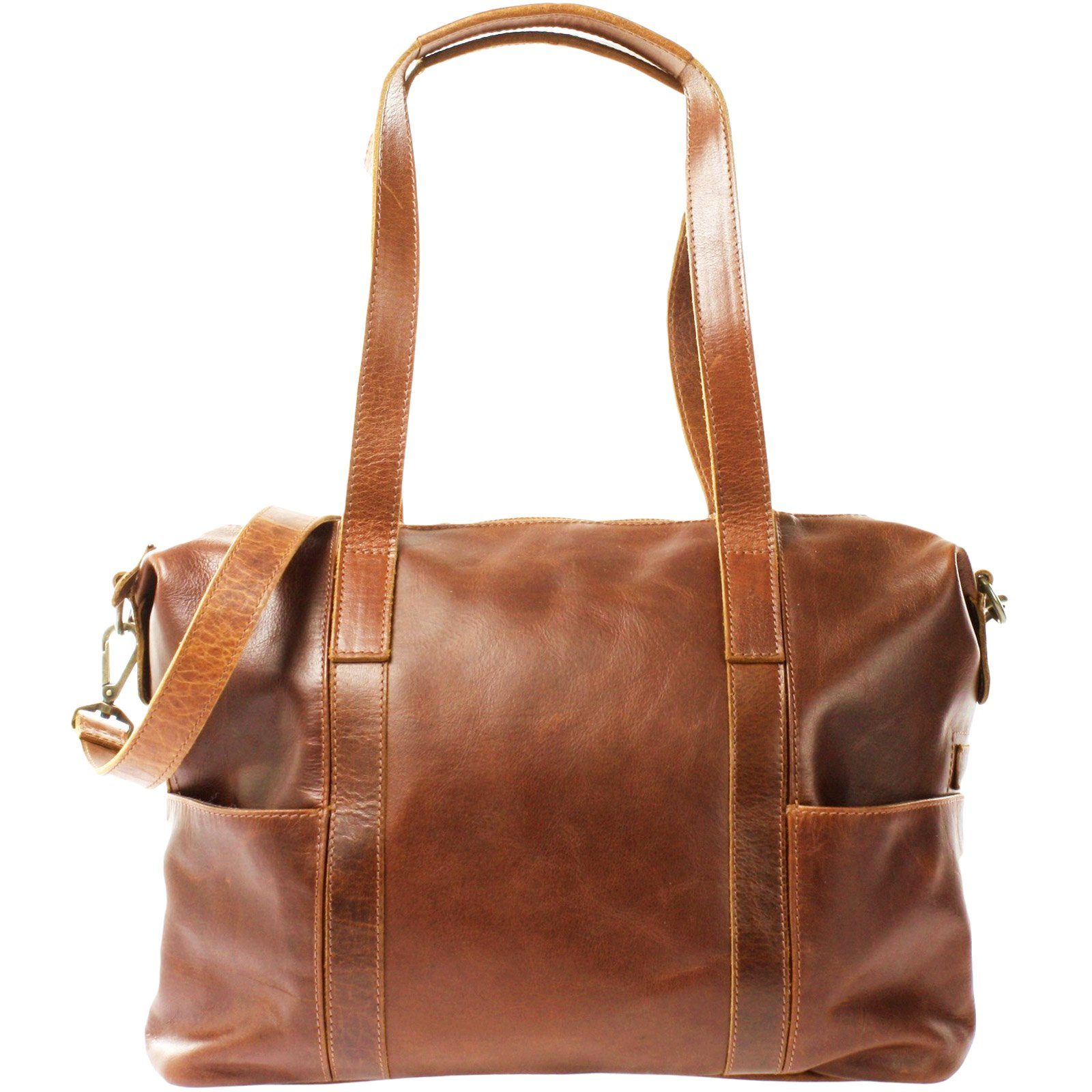 LECONI Schultertasche Shopper große Henkeltasche Damen DIN A4 Handtasche Leder LE0061, geräumig - Henkel & langer Riemen - 37×28×15 cm