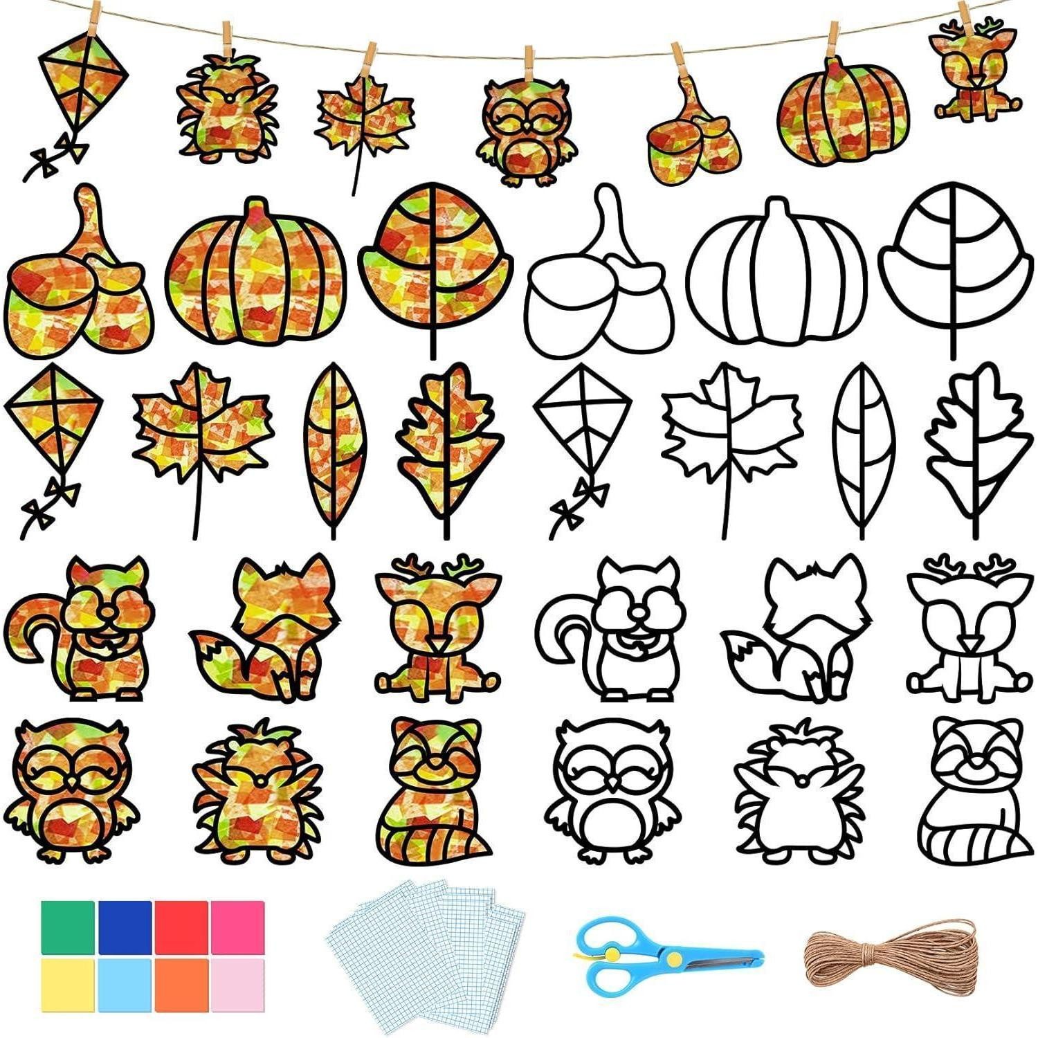 LuxusKollektion Kreativset Herbst Bastelset Kinder DIY, 13-teilig Blätter Deko Geschenk für