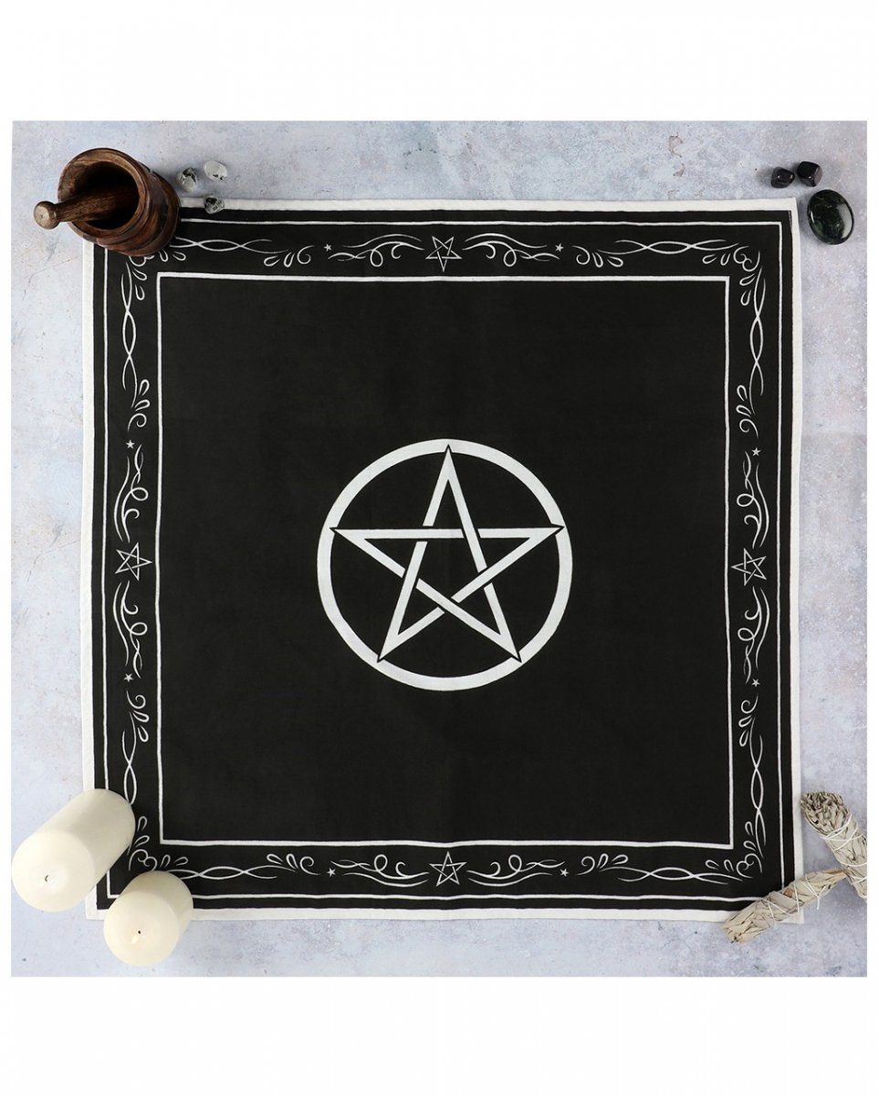 Schwarz-Weißes 70 70 Pentagram Altar-Tuch cm Dekofigur Horror-Shop x