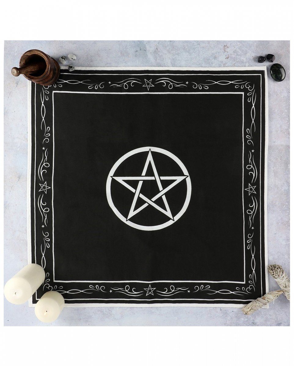 Horror-Shop Dekofigur Schwarz-Weißes Pentagram Altar-Tuch 70 günstig online kaufen