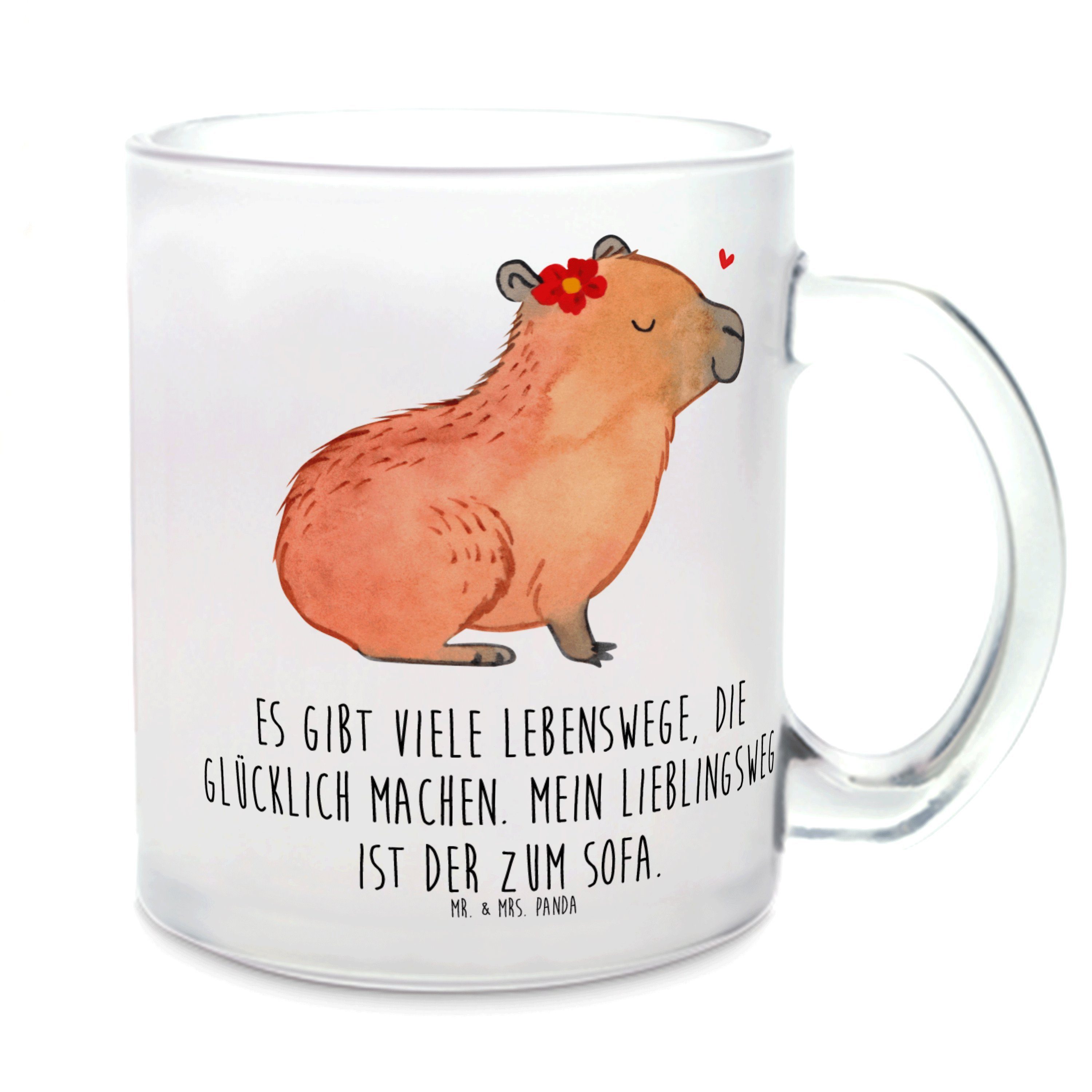 Mr. & Mrs. Panda Teeglas Capybara Blume Transparent Geschenk