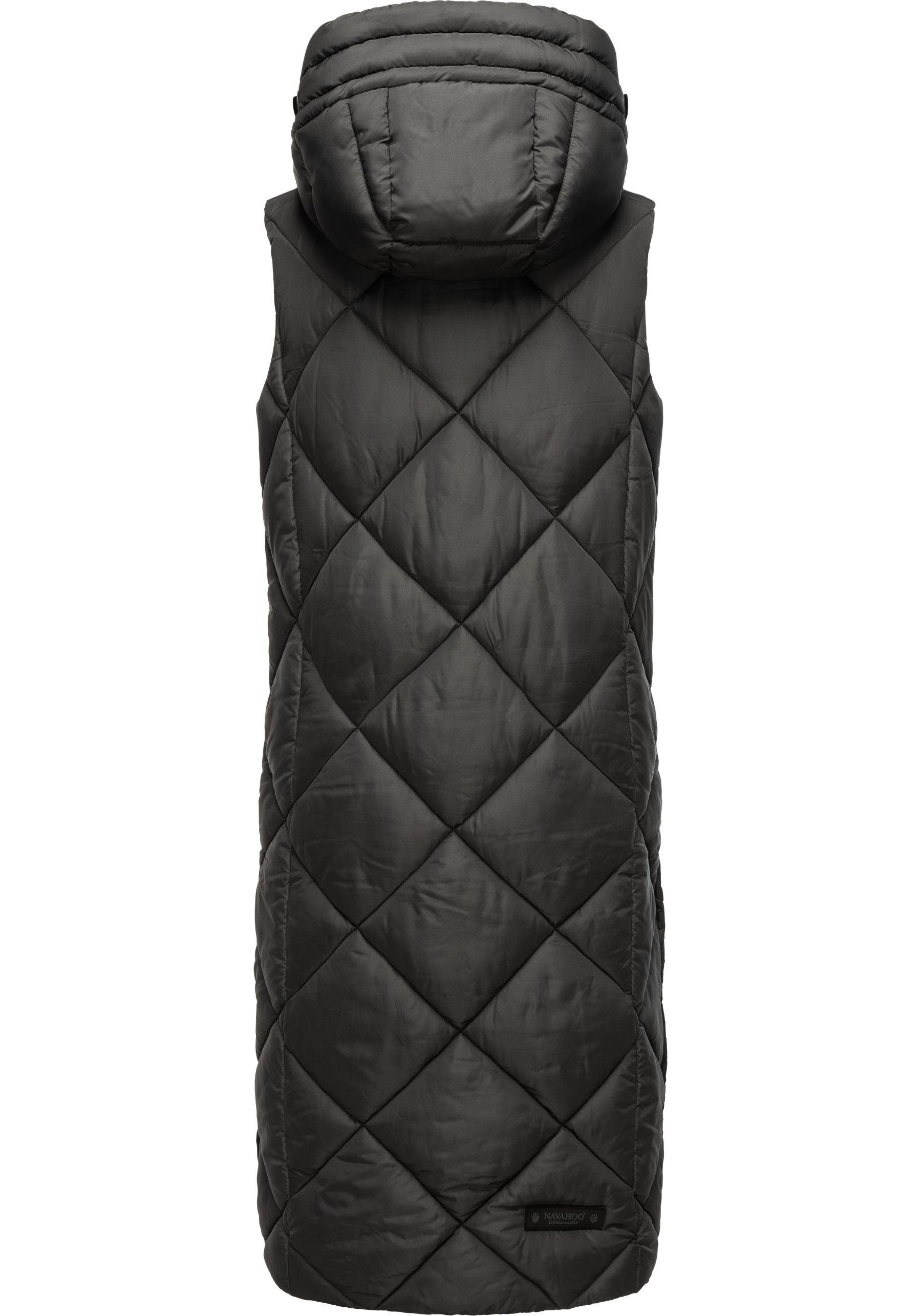 Navahoo Steppweste Schnuckel warme Damen Outdoor-Weste lang mit Kapuze