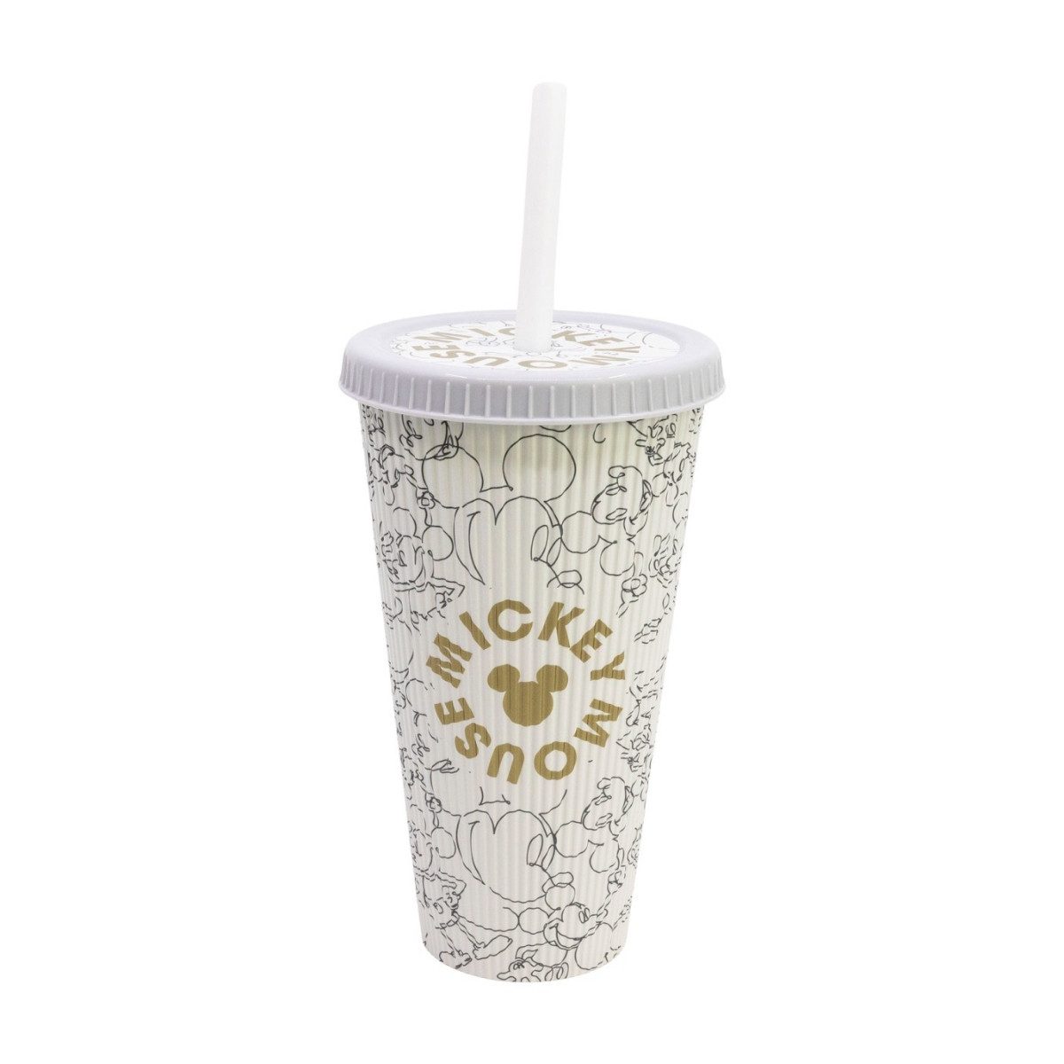 Disney Mickey Mouse Mehrwegbecher 790 ml mit strukturierter Oberfläche und Deckel für unterwegs