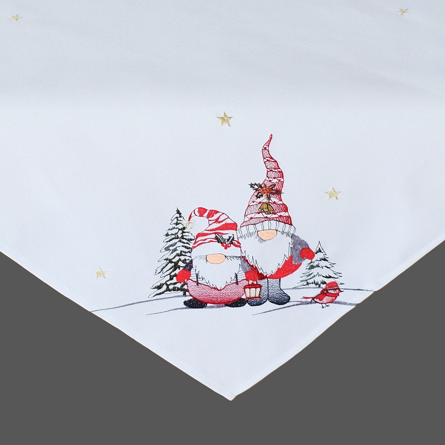 texpot Tischdecke Stickerei Wichtelmänner Weihnachten Winter (1-tlg) günstig online kaufen