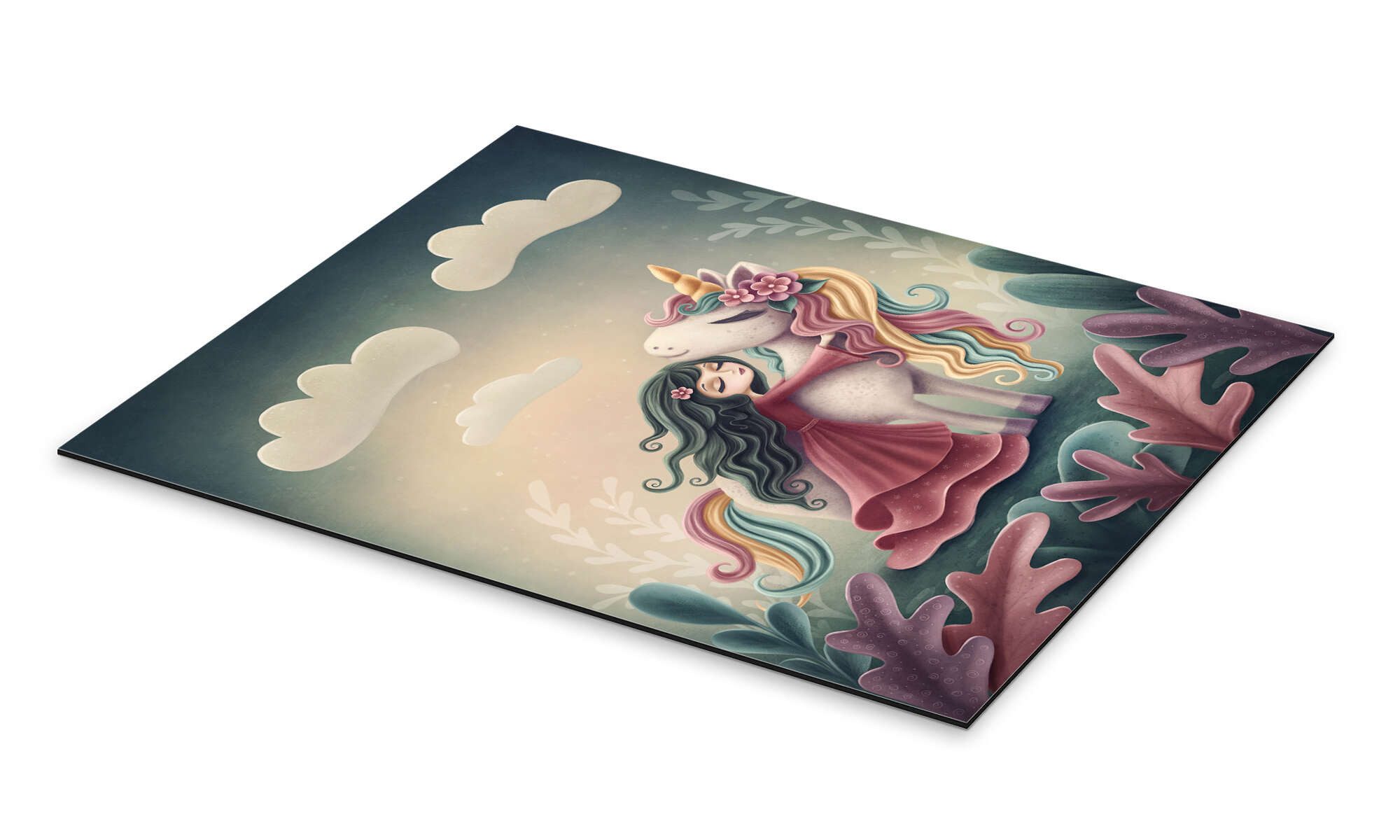 Posterlounge Wandbild Einhorn mit kleinem Mädchen, Elena Schweitzer, erhältlich als Poster, Leinwandbild, Wandsticker oder Acrylglasbild