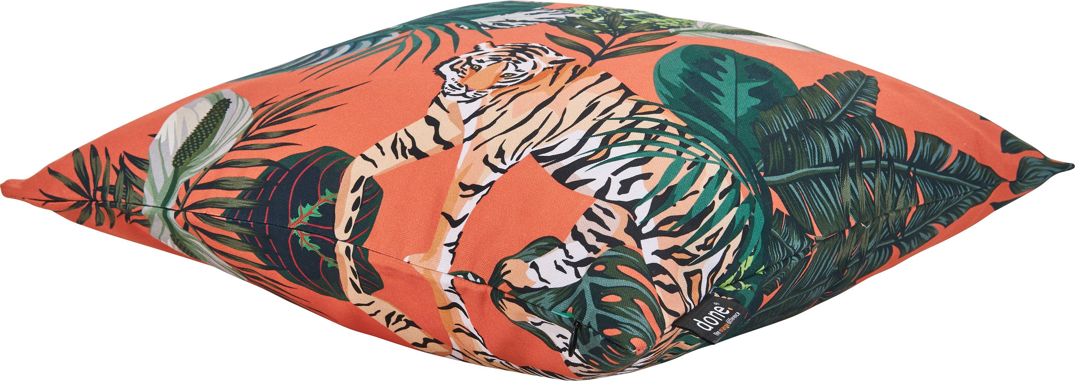 Kissenhüle 1 bedruckte Print Beidseitig Dekokissen Tiger, Stück Füllung, done.® Panama ohne