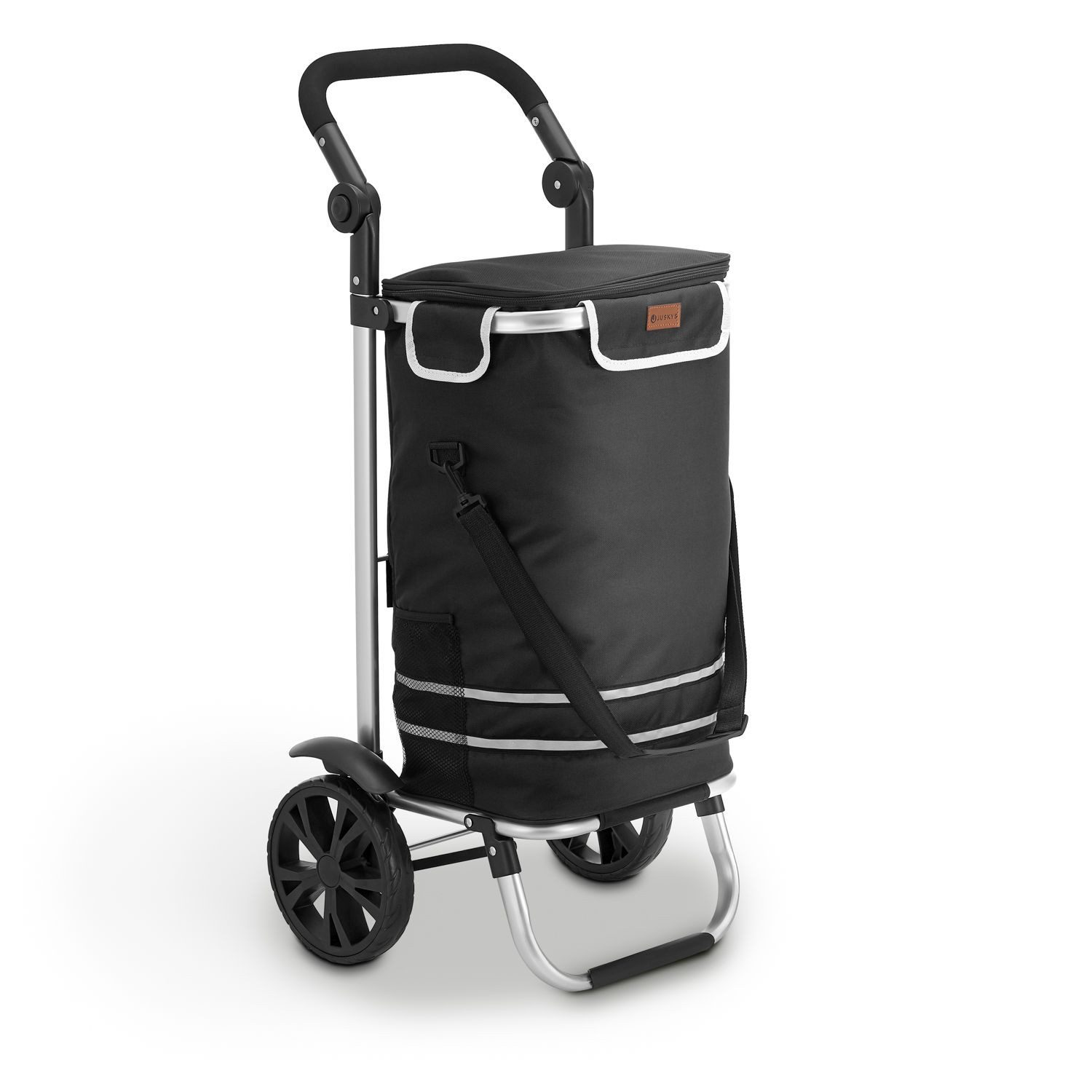 Juskys Einkaufstrolley 3in1 mit 2 Rollen für Shopping - 56 L Tasche - Trolley klappbar - Schwarz