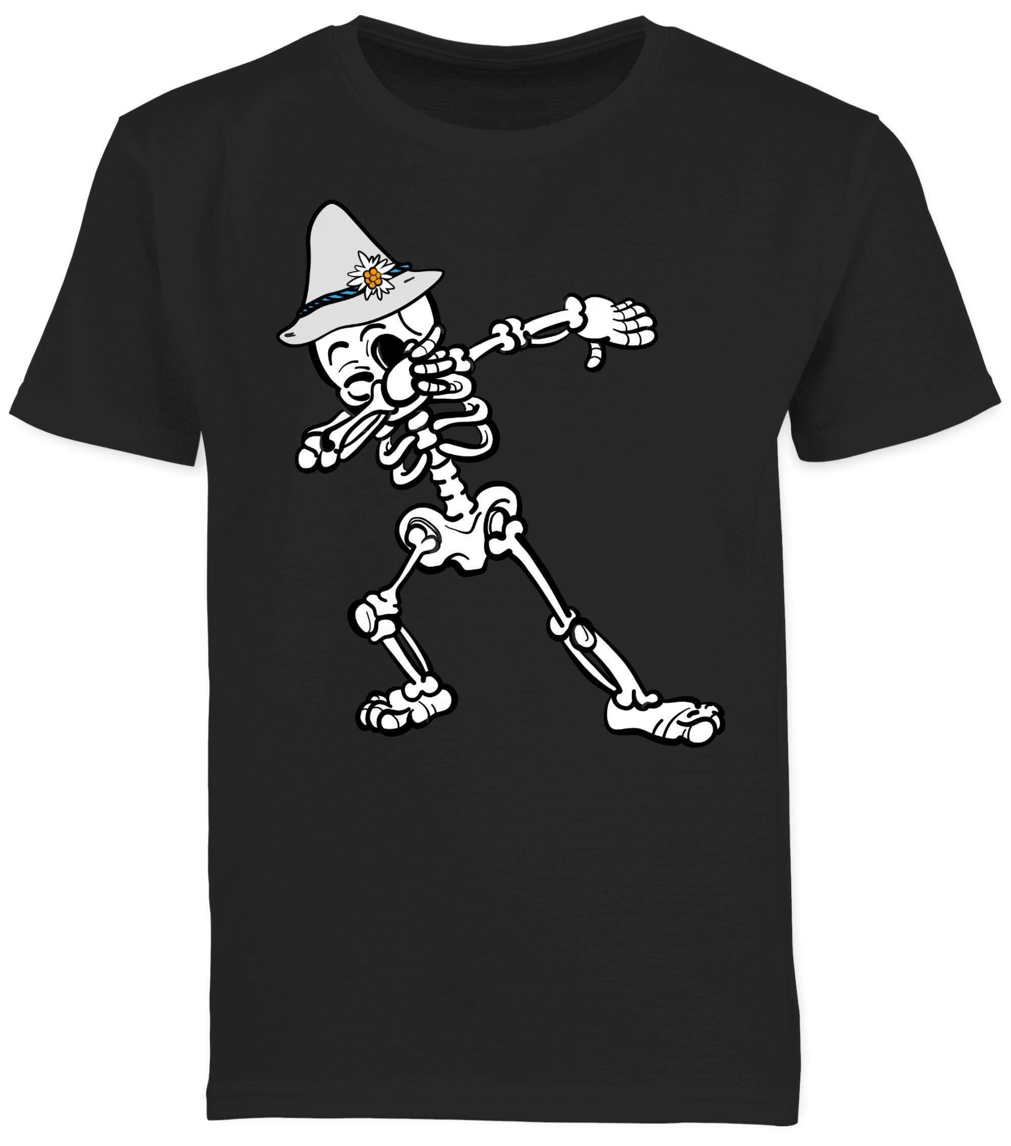 Junge Wiesn für Outfit 1 Kinder Schwarz Mode T-Shirt Dab Skelett Oktoberfest Shirtracer