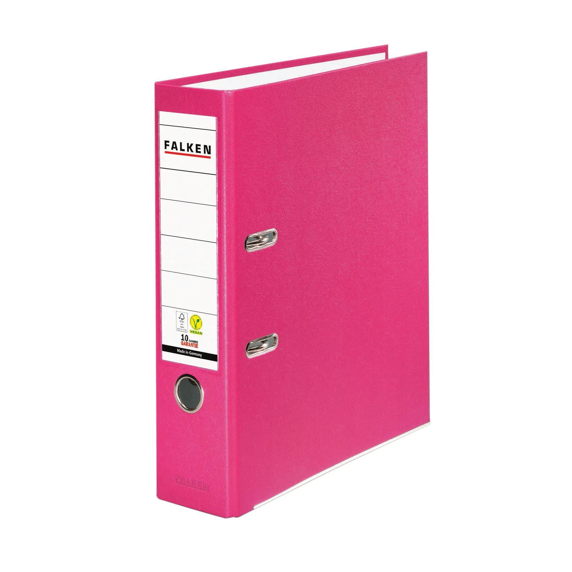 Falken Aktenordner 20x PP-Color-Ordner A4 Rücken 80mm mit Einsteckschild Pink 11286747F, Ordner PP