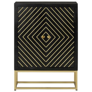 vidaXL Sideboard Sideboard mit 2 Türen Schwarz Gold 55x30x75 cm Massivholz Mango (1 St)