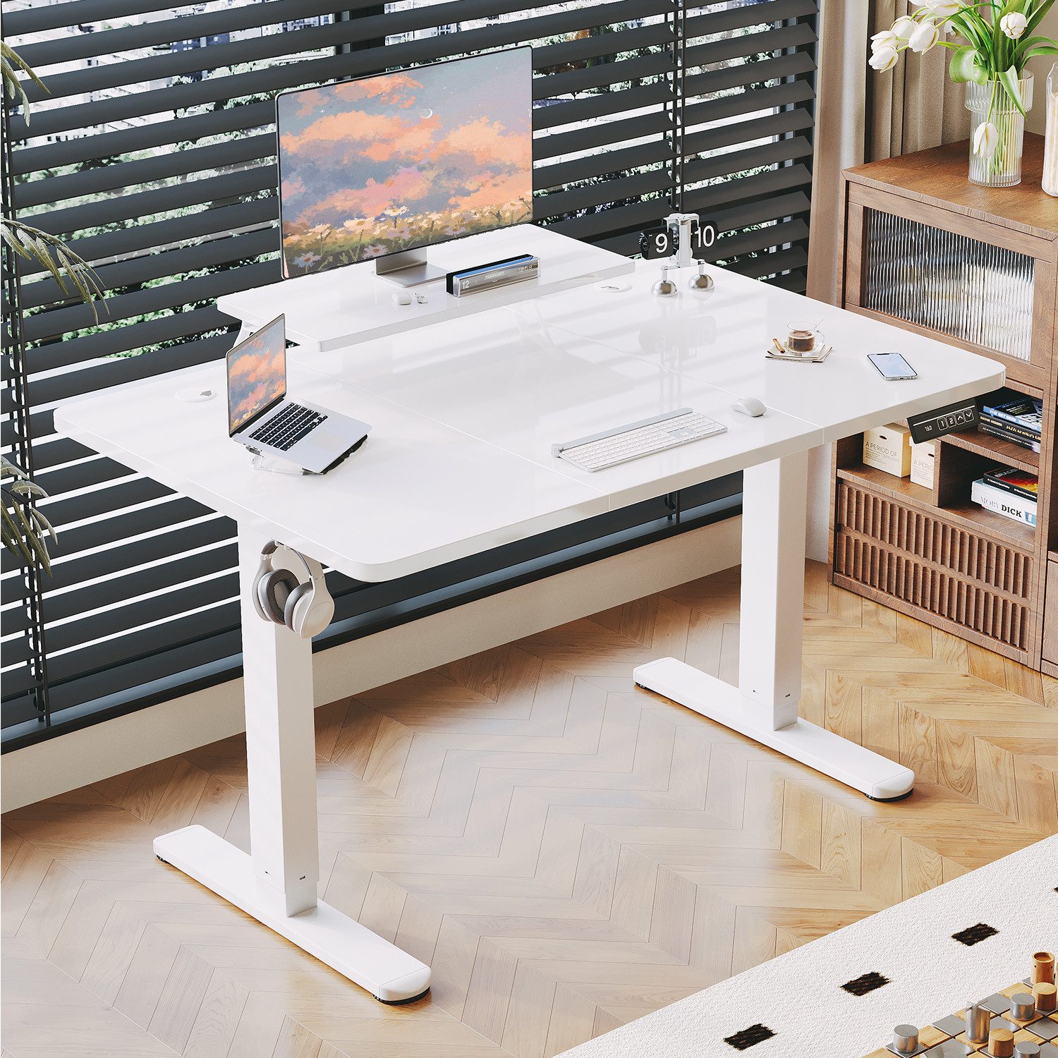 HOMALL Schreibtisch Höhenverstellbarer Schreibtisch mit Monitorständer 120/ günstig online kaufen