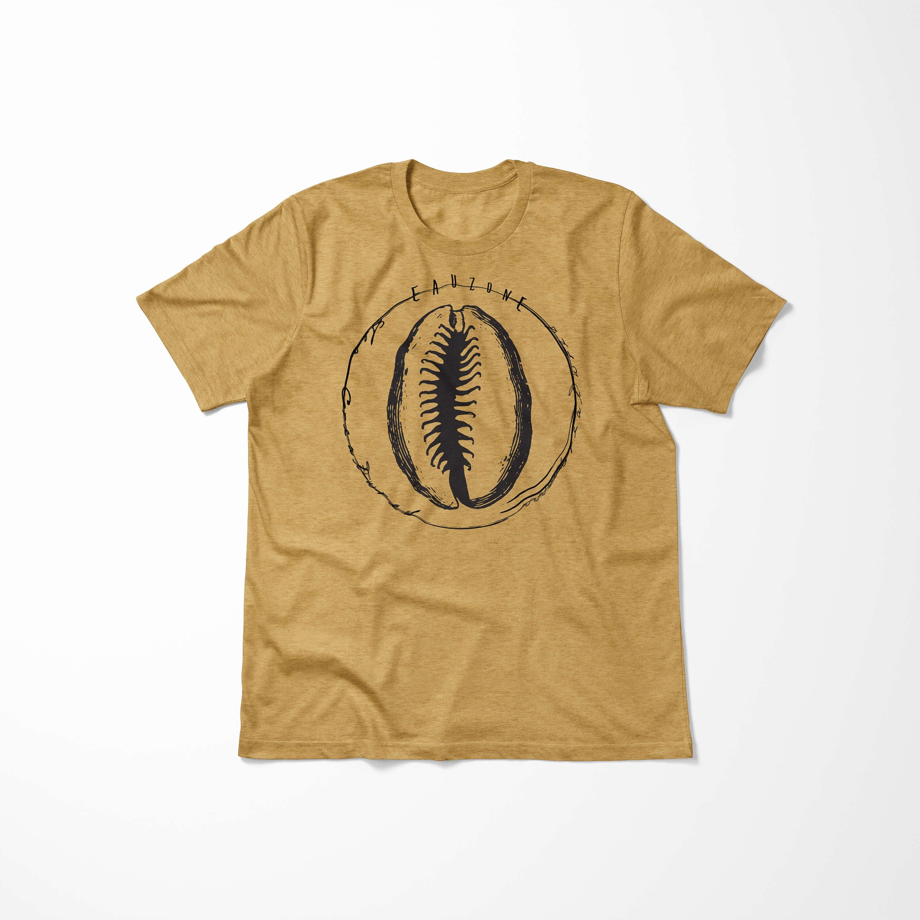 Tiefsee Serie: Struktur / Art feine und sportlicher Creatures, T-Shirt Fische 018 Antique Gold Sinus Sea Schnitt Sea - T-Shirt