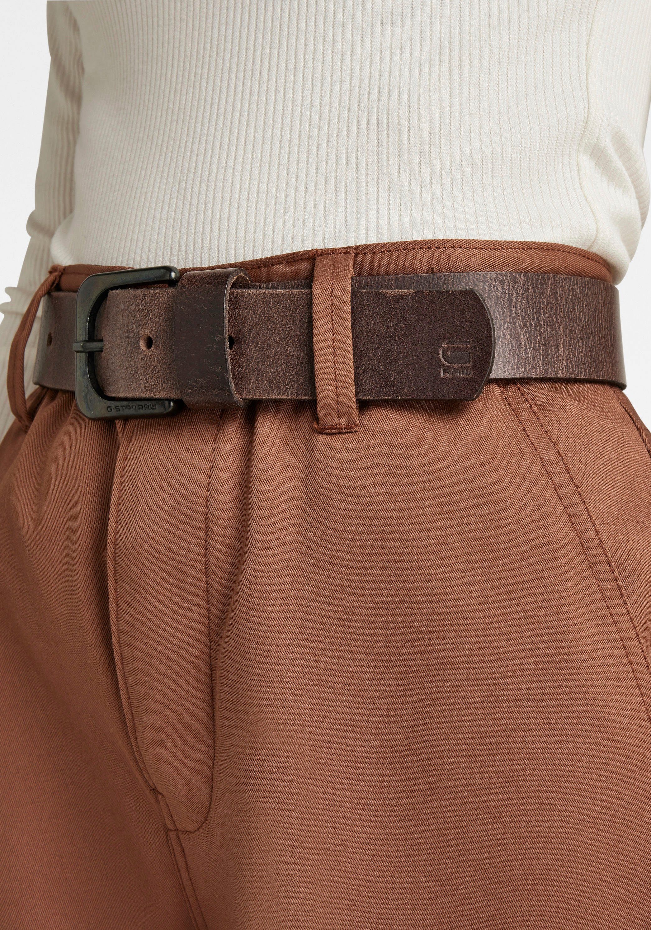 G-Star RAW Ledergürtel Zed Belt Üppige Narbenstruktur dk Brown | Anzuggürtel