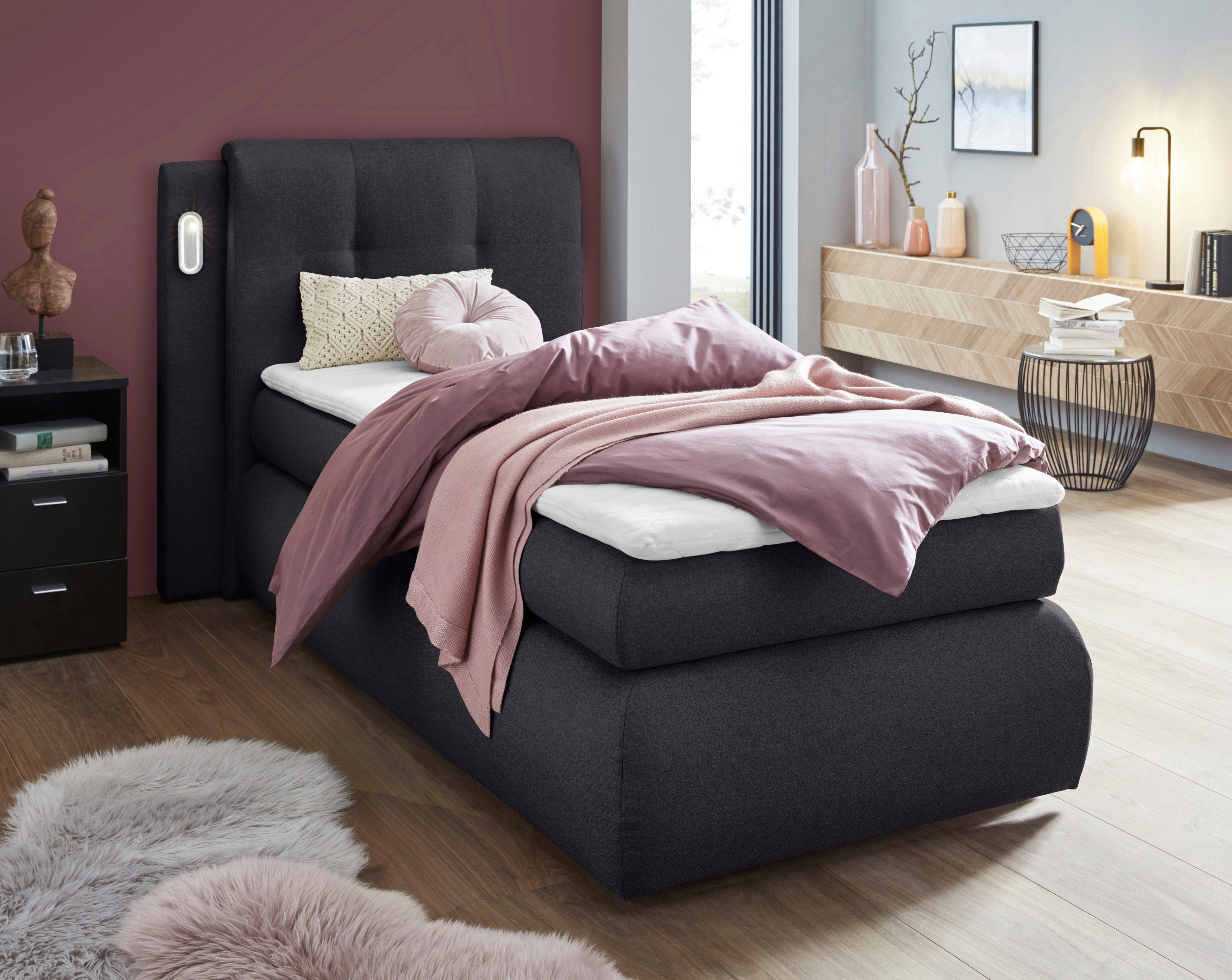 COLLECTION AB Boxspringbett Borna, inklusive Bettkasten, LED-Beleuchtung und Topper