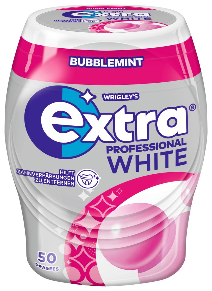 Mars GmbH Süßigkeit EXTRA PROFESSIONAL White Dose Bubblemint 50 Dragees, Kaugummi, frischer Atem, saubere Zähne, Zuckerfrei