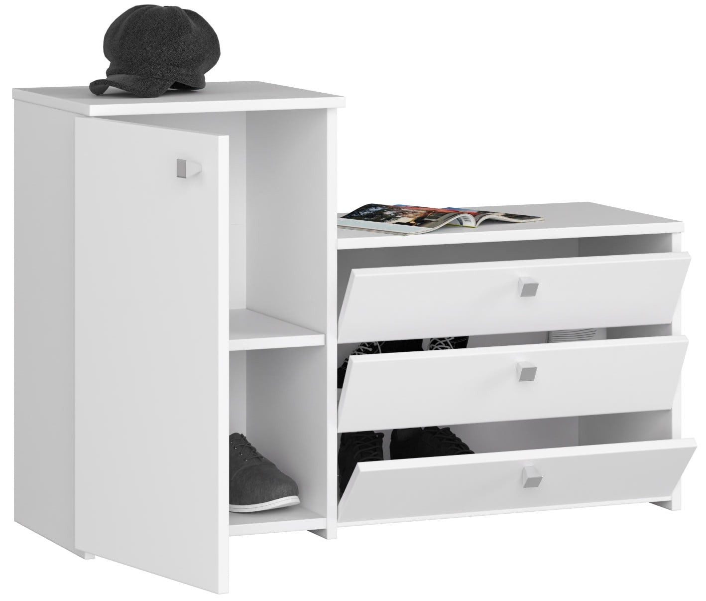 Raumhirsch Furniture Schuhschrank Eleganter Schuhschrank – Optimaale Schuhaufbewahrung – Schuhkommode 3 Klappen für 18 Paar Schuhe, modernes Design, praktisches Möbelstück
