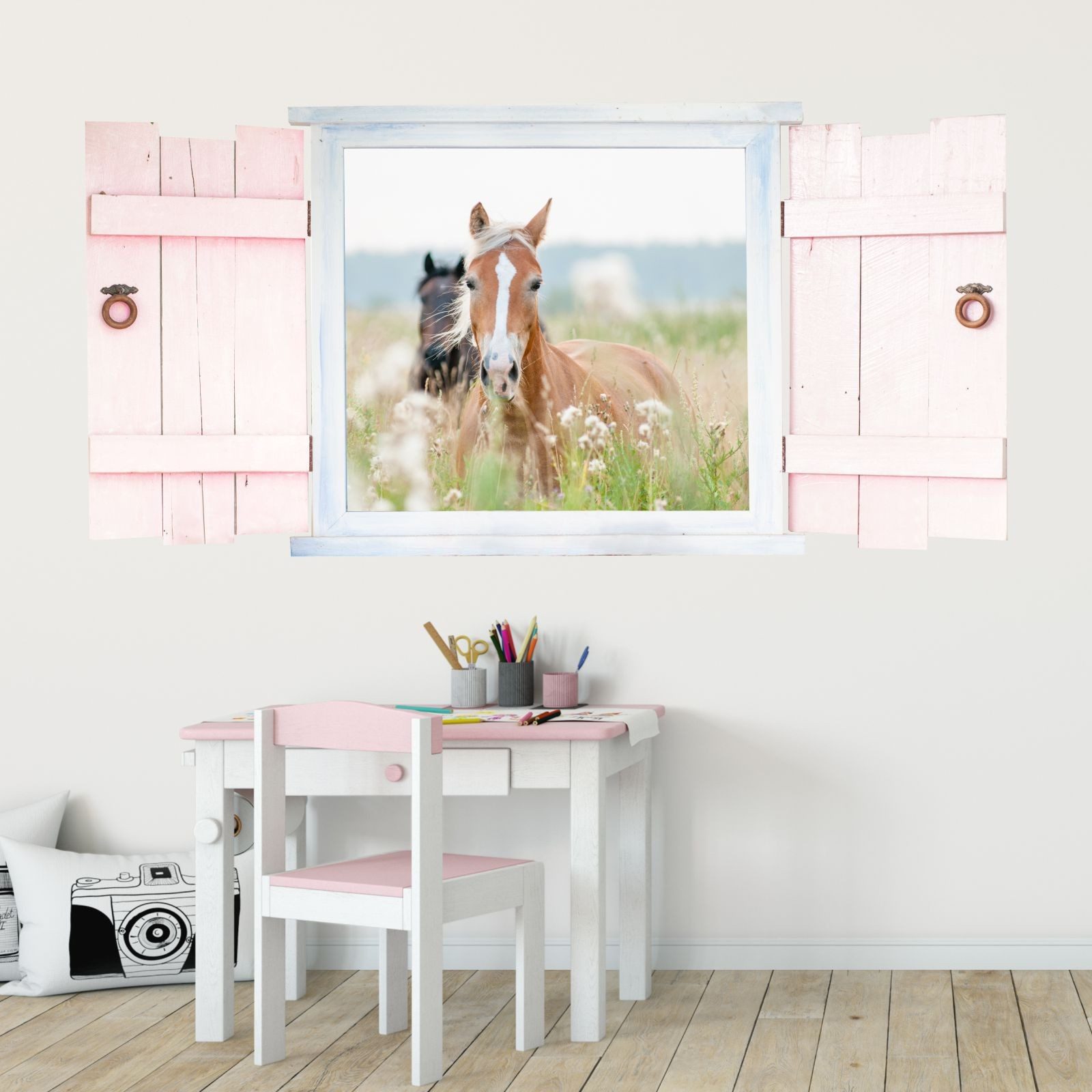 nikima Wandtattoo 023 Wandtattoo Pferde im Fenster - 500 x 250 mm (PVC-Foli günstig online kaufen